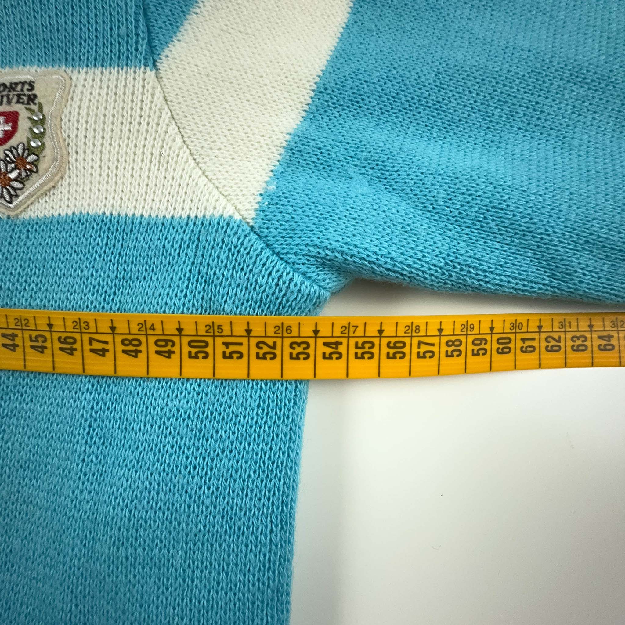 Maglione Vintage Campagnolo foderato misto lana azzurro con zip - Taglia S uomo