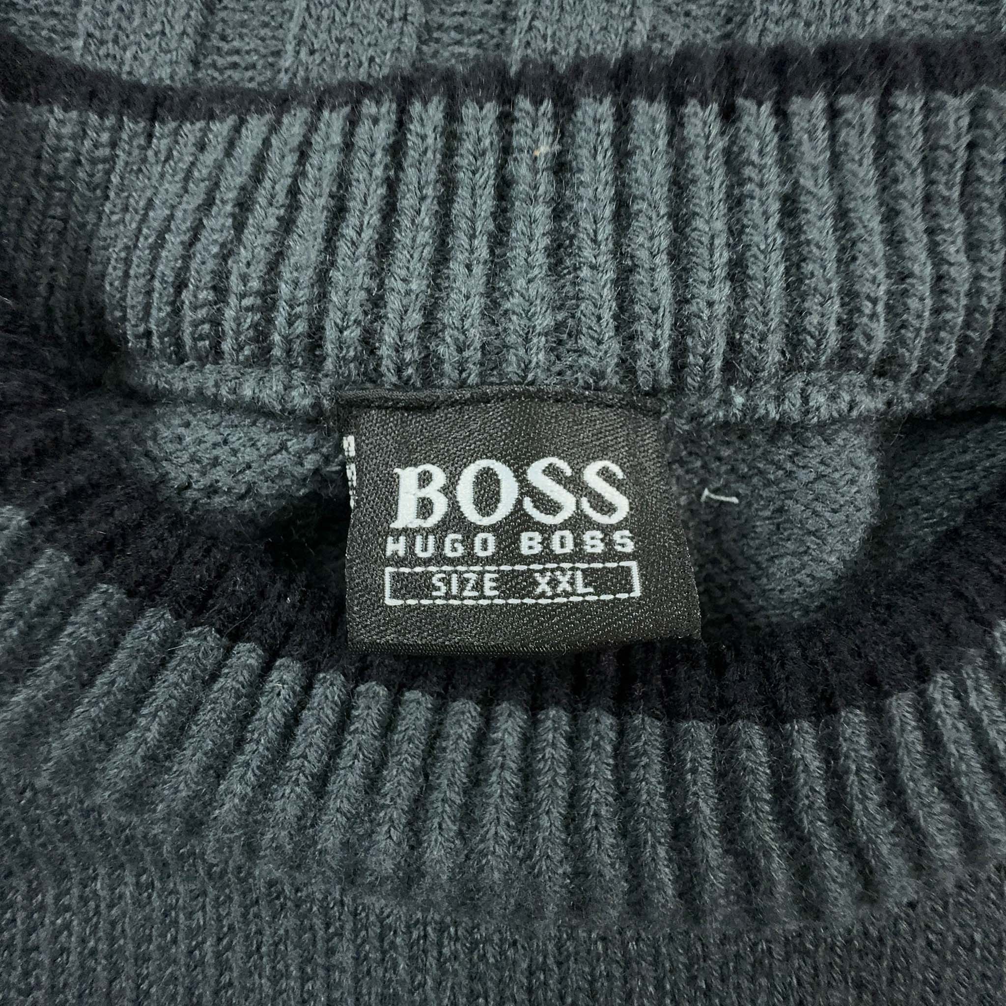 Maglione Hugo Boss Vintage a girocollo grigio a righe - Taglia XXL uomo
