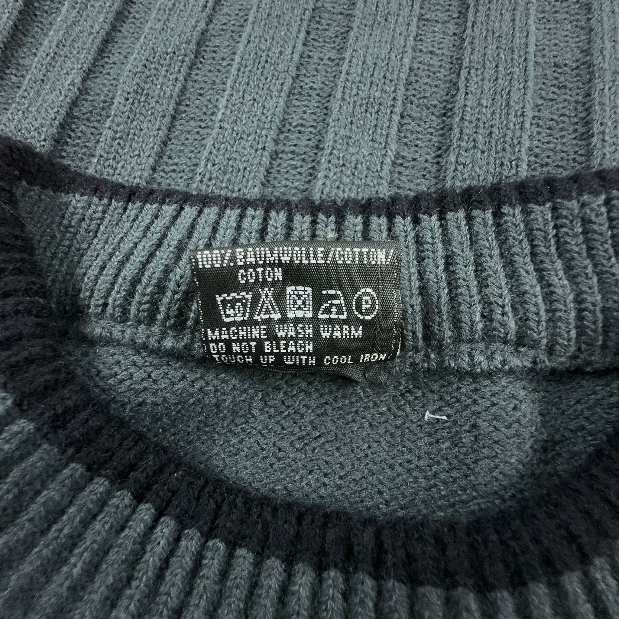Maglione Hugo Boss Vintage a girocollo grigio a righe - Taglia XXL uomo