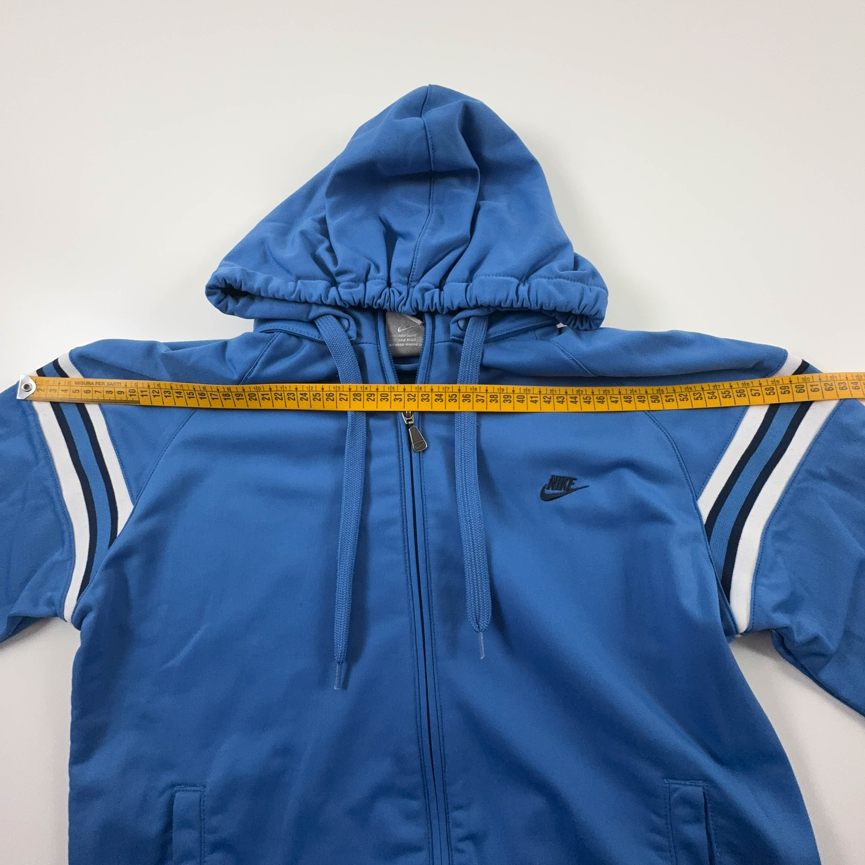 Felpa Nike Vintage azzurra con zip e cappuccio anni 2000 - Taglia S/M uomo