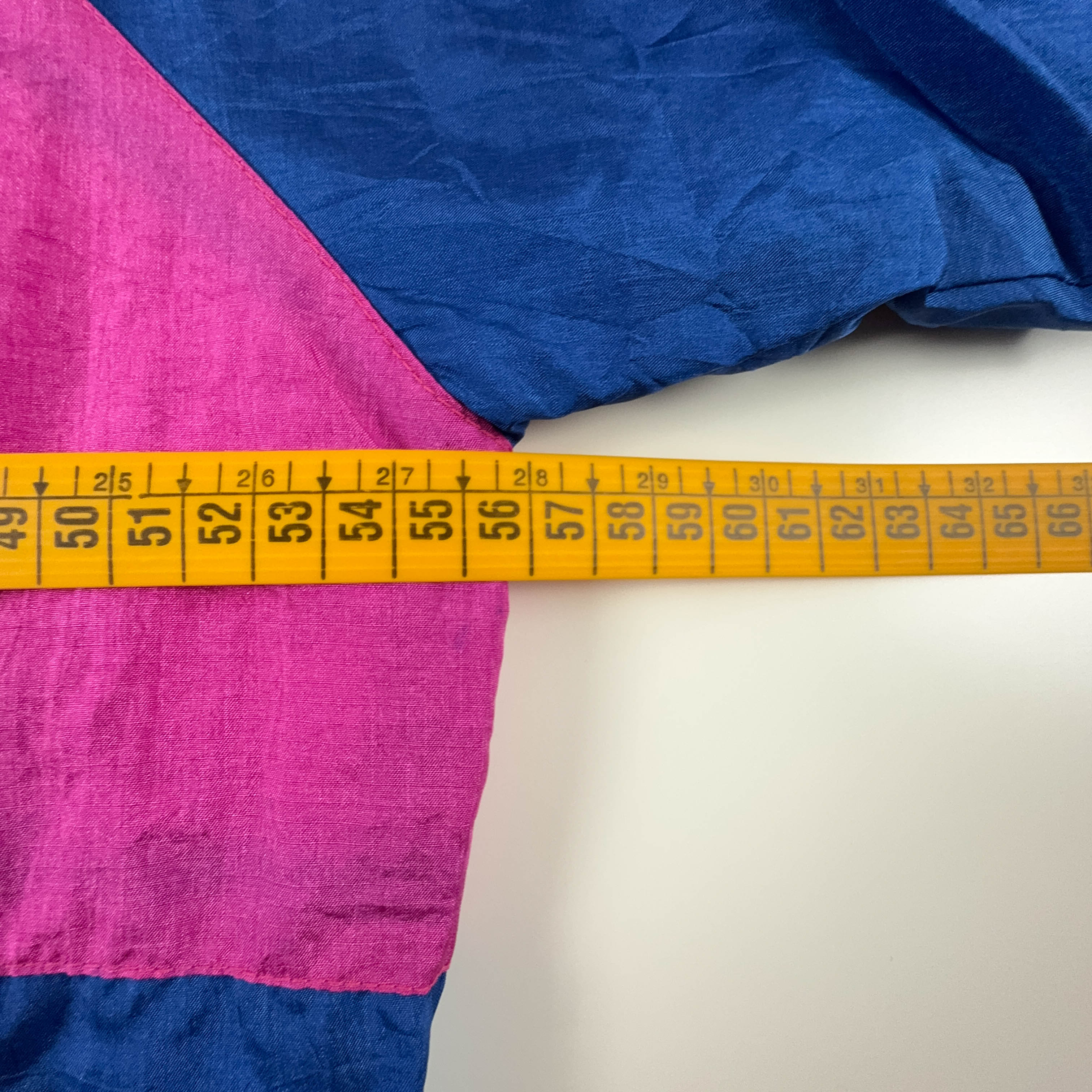 Montana Vintage Blue and Pink Geometric Zip Up Windbreaker Jacket 80s 90s - Size 48 Men