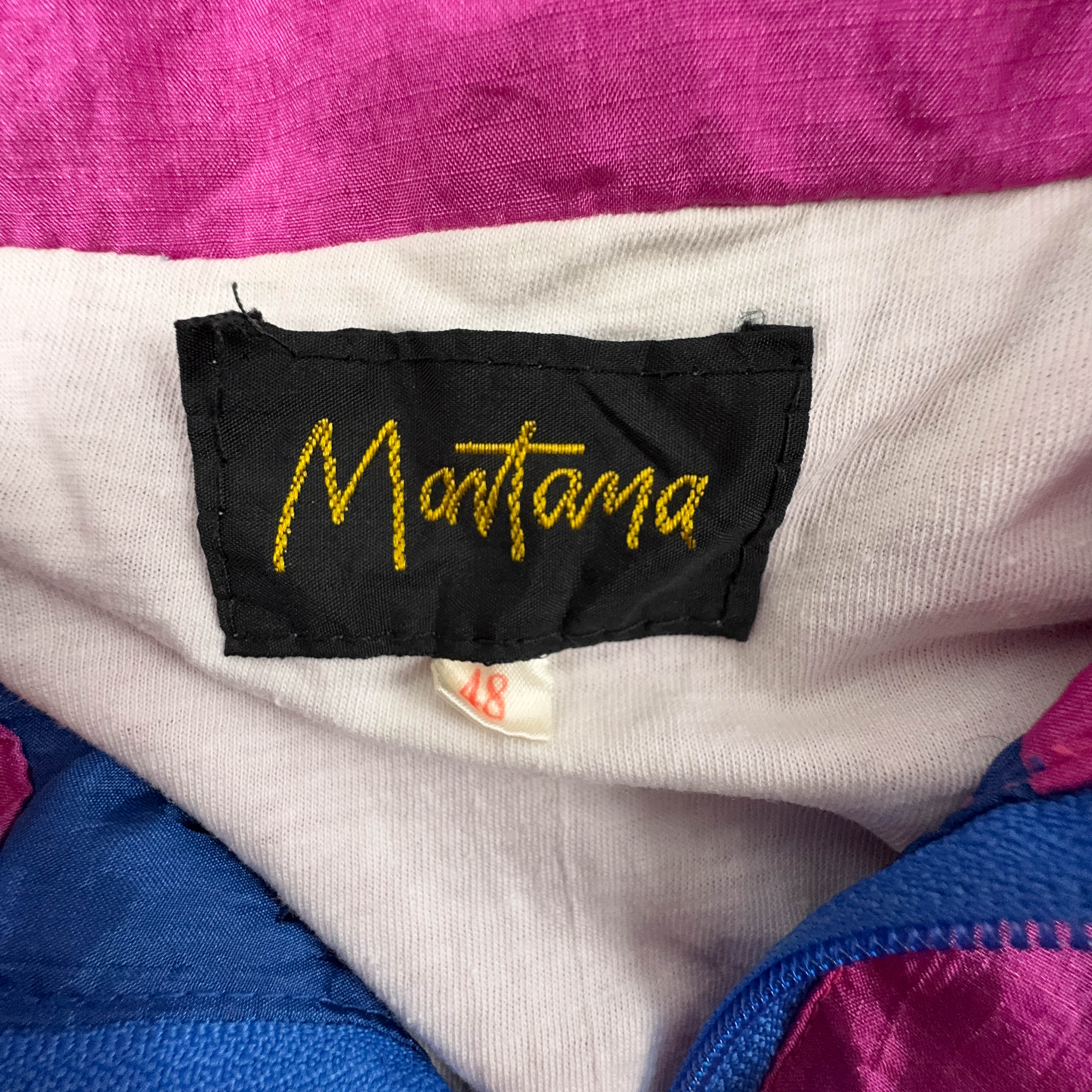 Montana Vintage Blue and Pink Geometric Zip Up Windbreaker Jacket 80s 90s - Size 48 Men