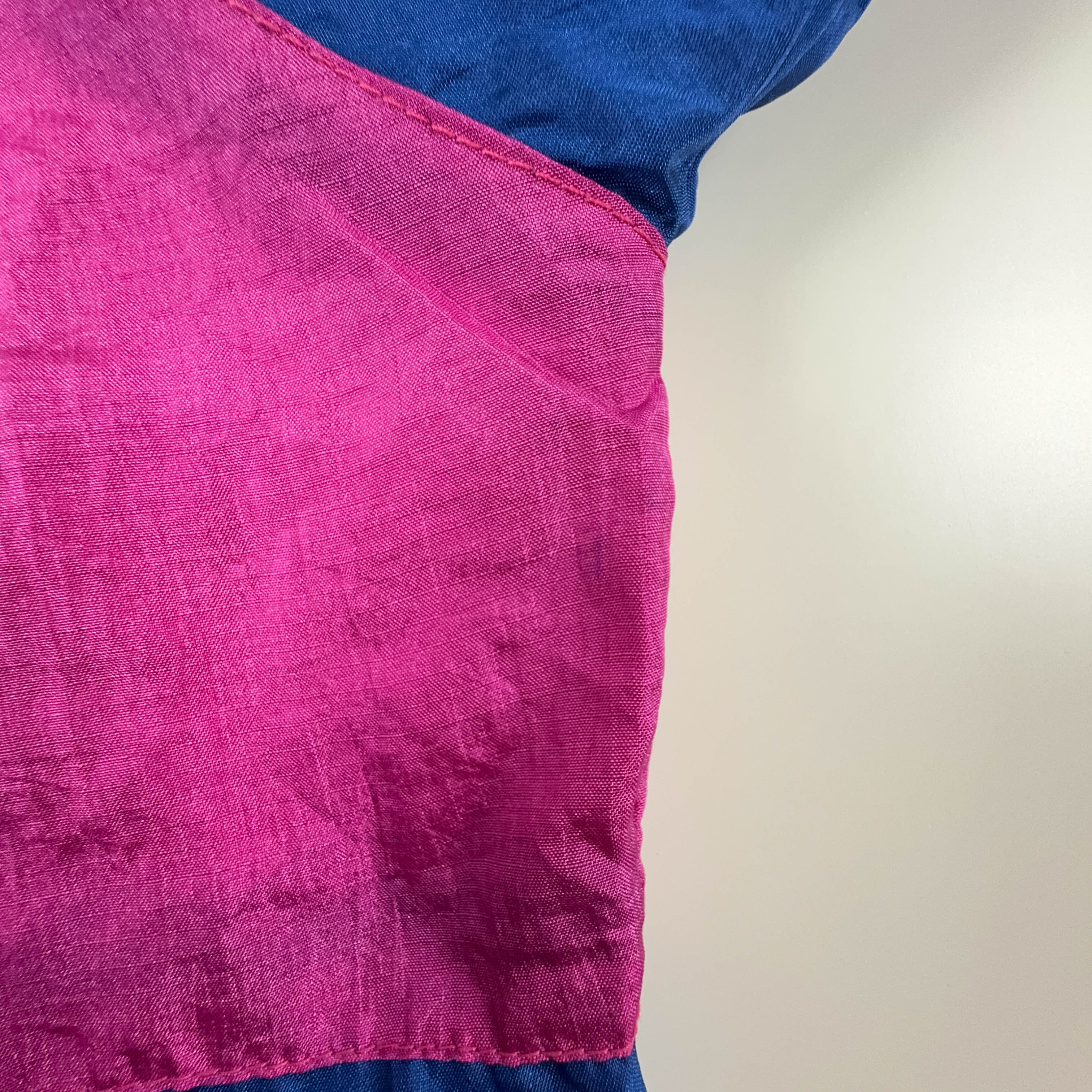 Montana Vintage Blue and Pink Geometric Zip Up Windbreaker Jacket 80s 90s - Size 48 Men