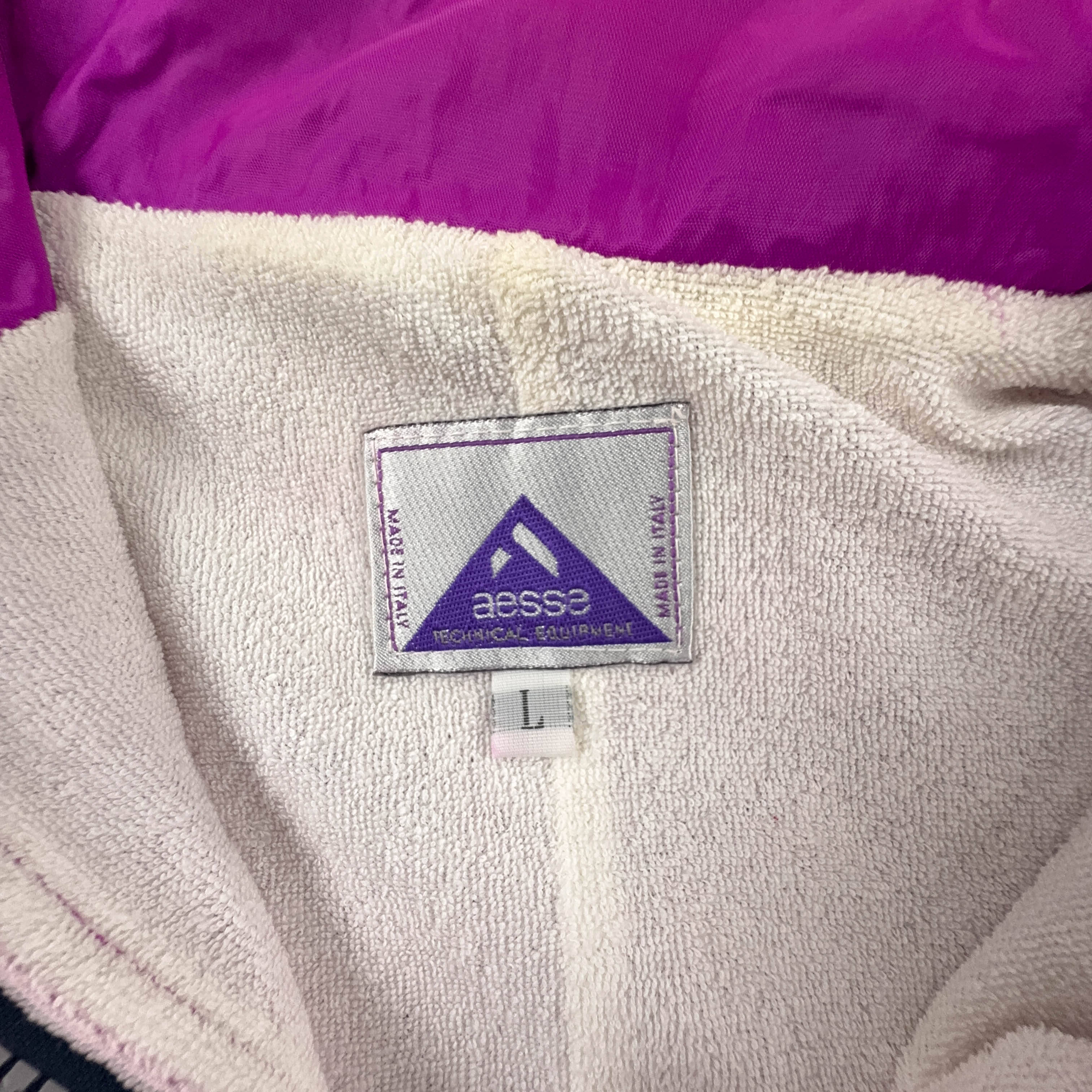 Aesse Vintage Purple and Pink 90's Zip Up Waterproof Windbreaker Jacket - Size L/XL Men