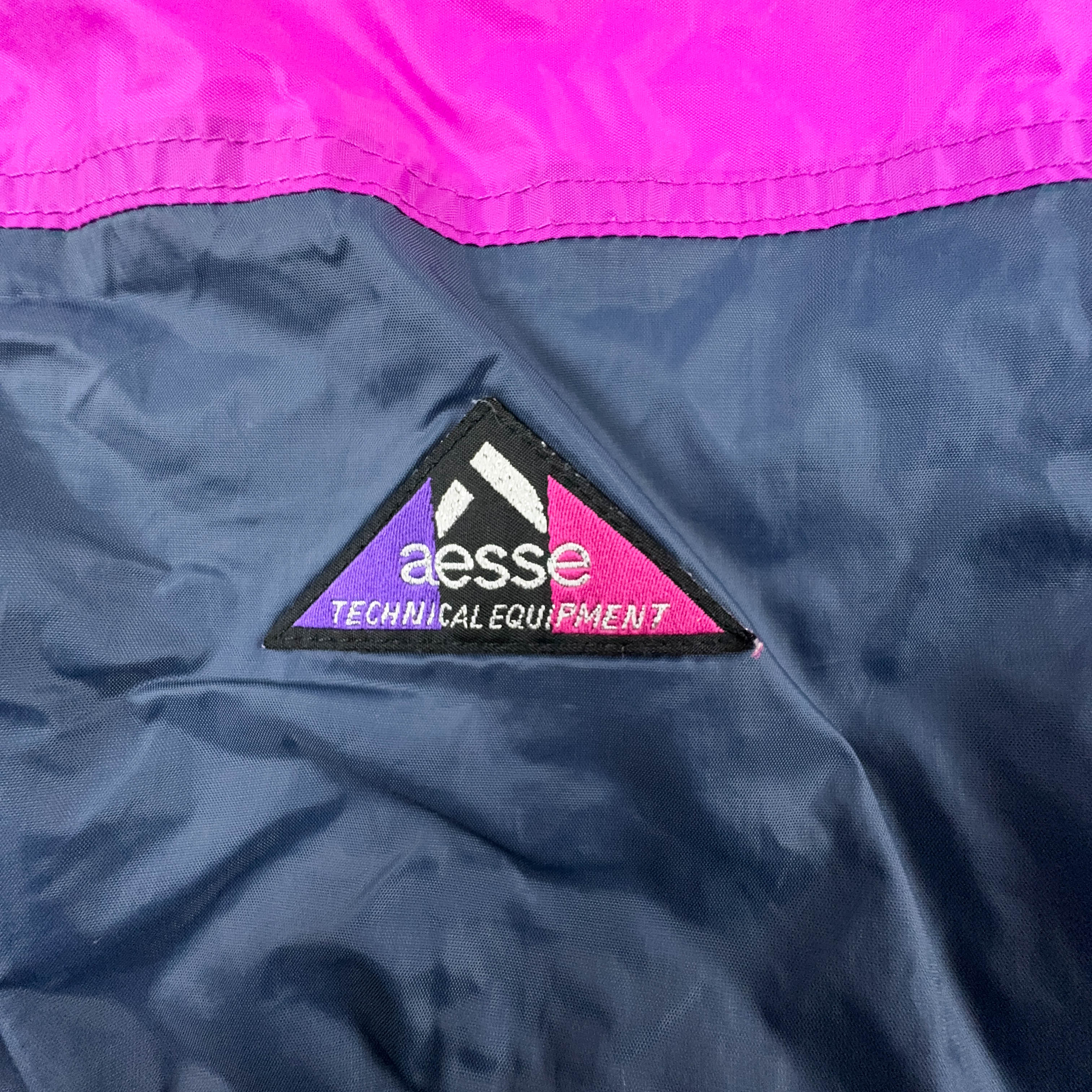 Aesse Vintage Purple and Pink 90's Zip Up Waterproof Windbreaker Jacket - Size L/XL Men