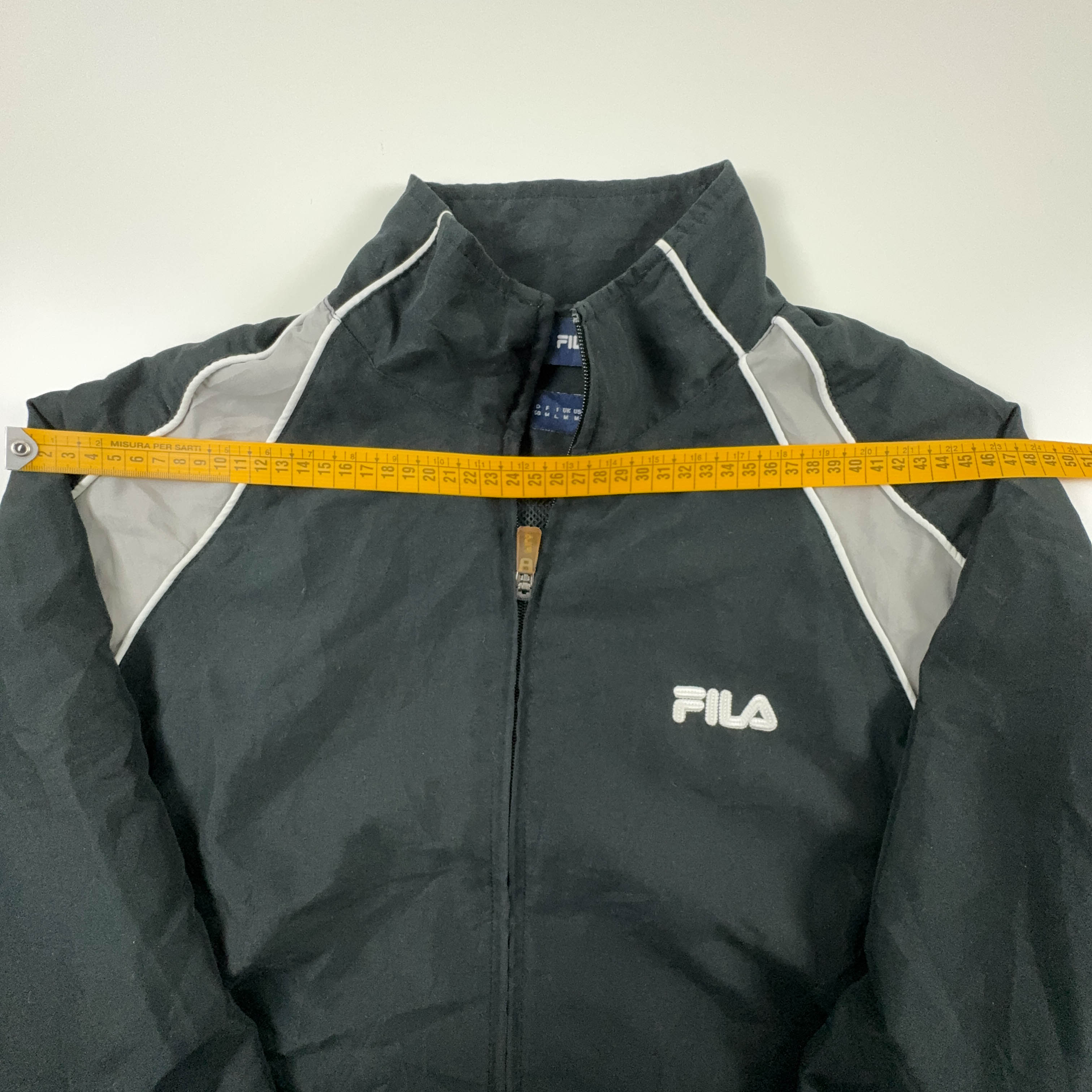 Fila Vintage Black & Grey Zip Up Windbreaker Jacket 2000s - Men's Size M