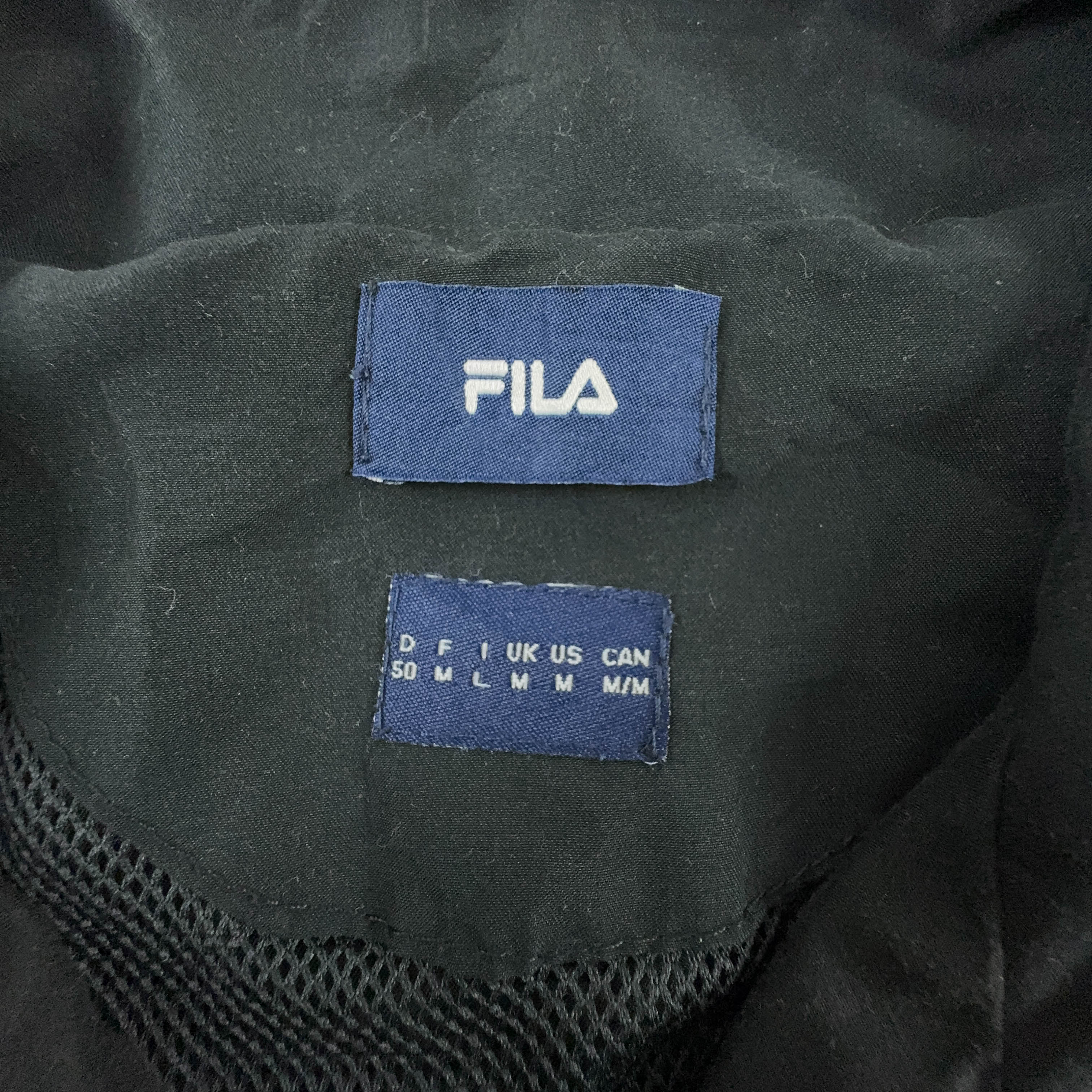 Fila Vintage Black & Grey Zip Up Windbreaker Jacket 2000s - Men's Size M