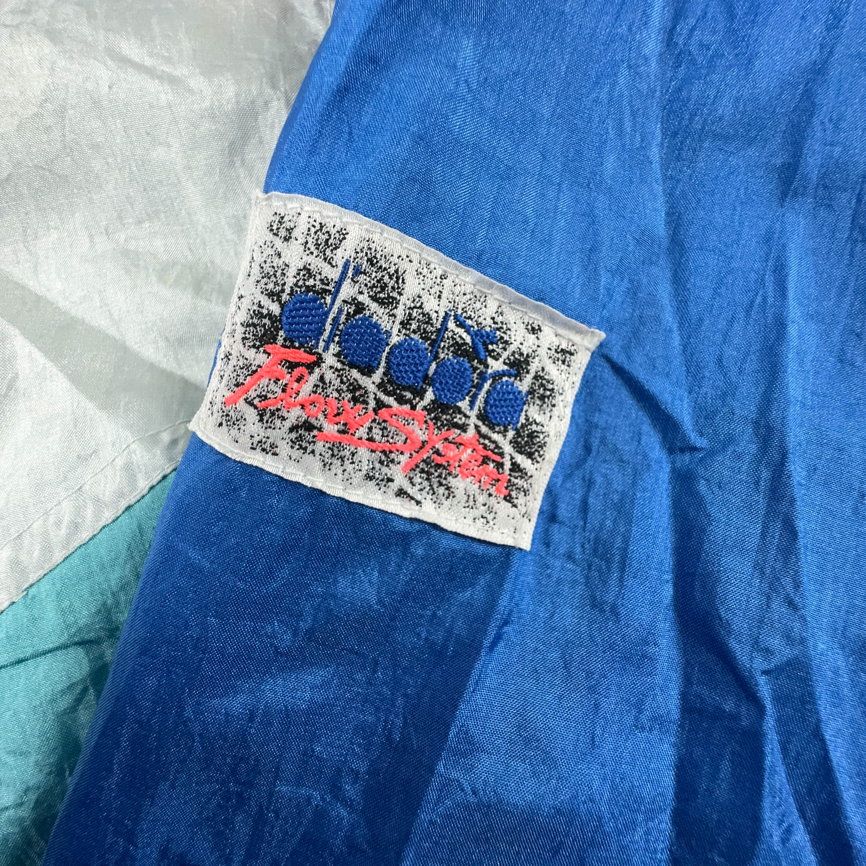 Diadora Vintage Blue Geometric Zip Up Windbreaker 90s - Size XL Men