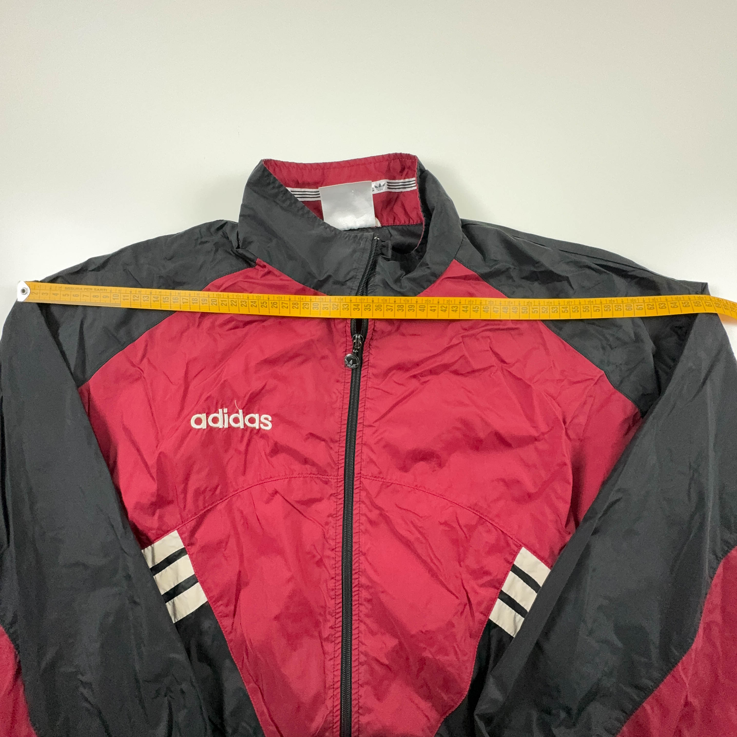 Adidas Vintage Waterproof Red Black Zip Up Windbreaker Jacket 90s - Size D6 F180 Men