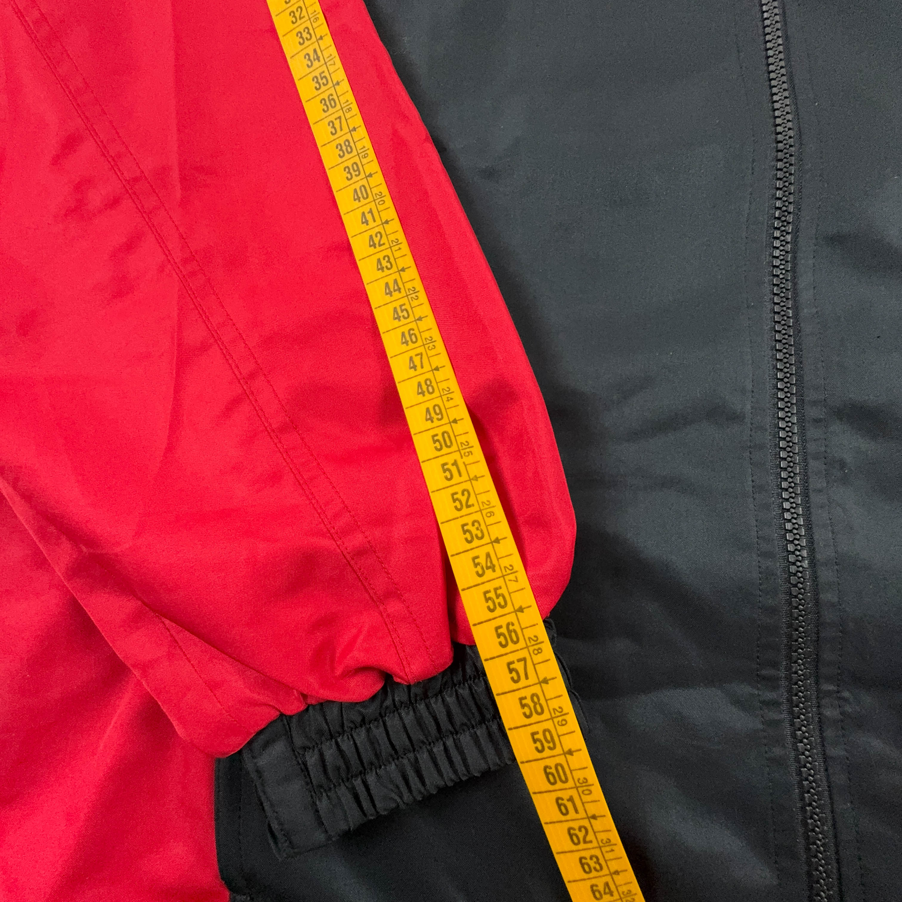 Giacca a vento Adidas Vintage rossa e nera con zip anni 90 - Taglia XL/XXL uomo