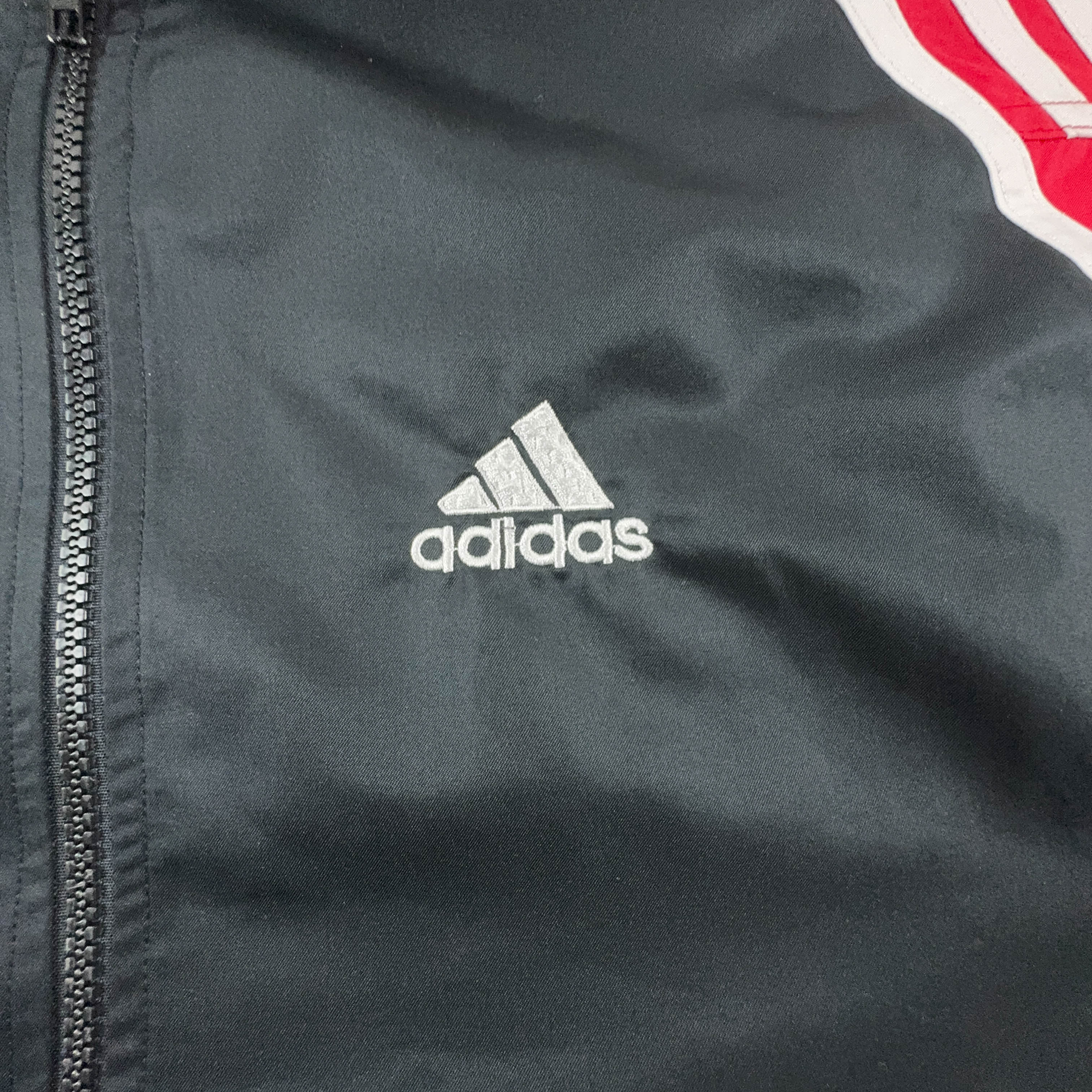 Giacca a vento Adidas Vintage rossa e nera con zip anni 90 - Taglia XL/XXL uomo