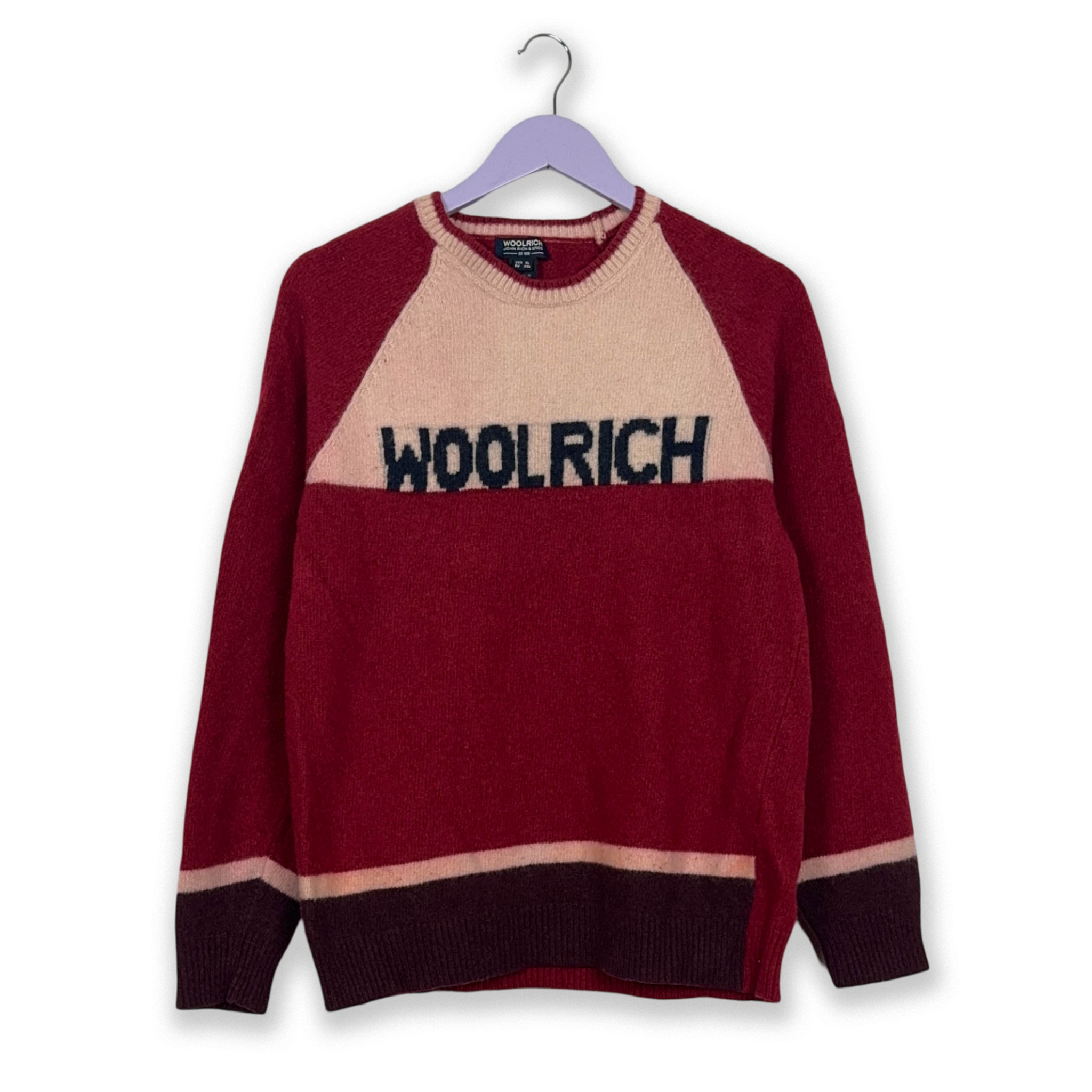 Maglione Woolrich rosso 100% lana a girocollo - Taglia M uomo