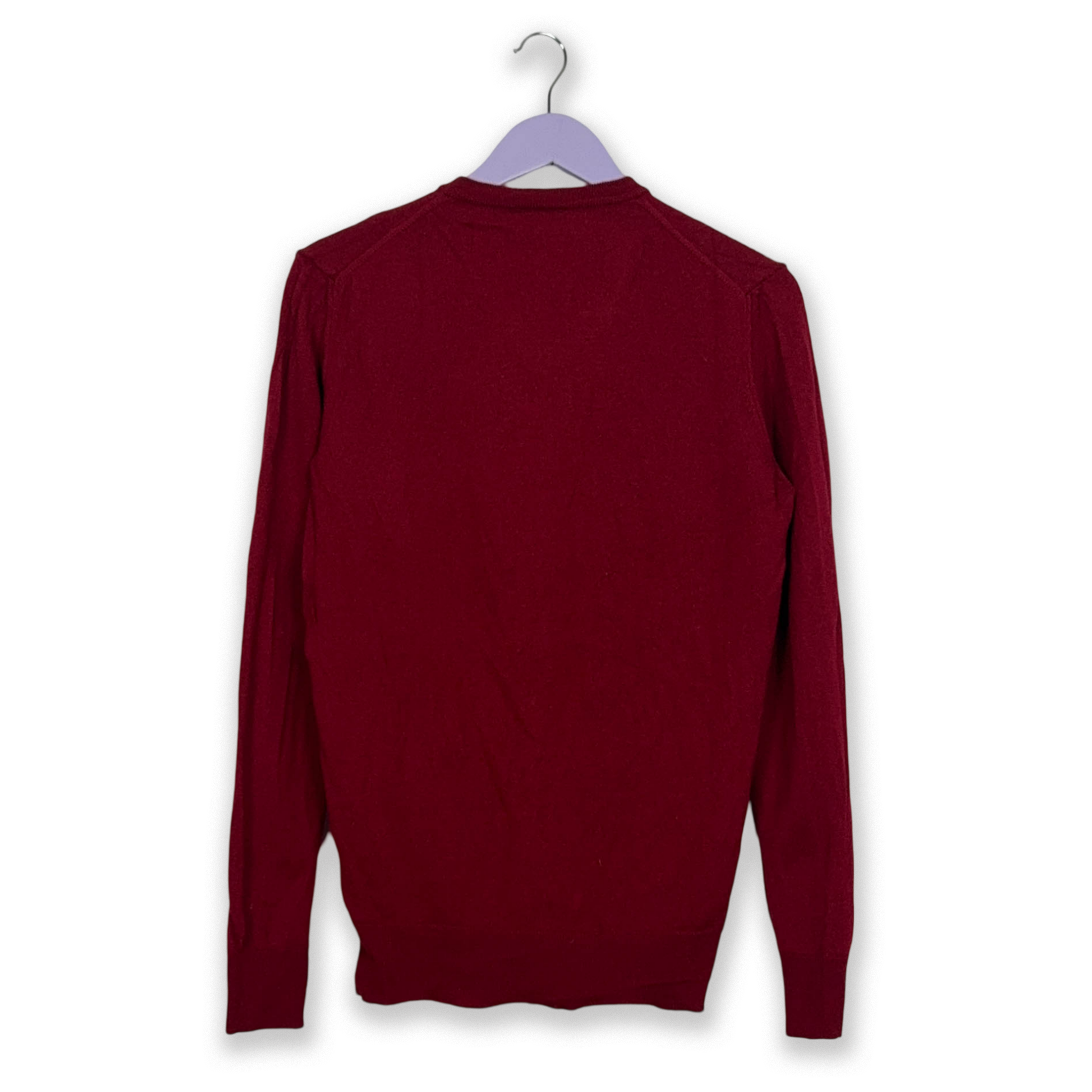 Maglione Calvin Klein rosso 100% lana con scollo a V - Taglia M uomo