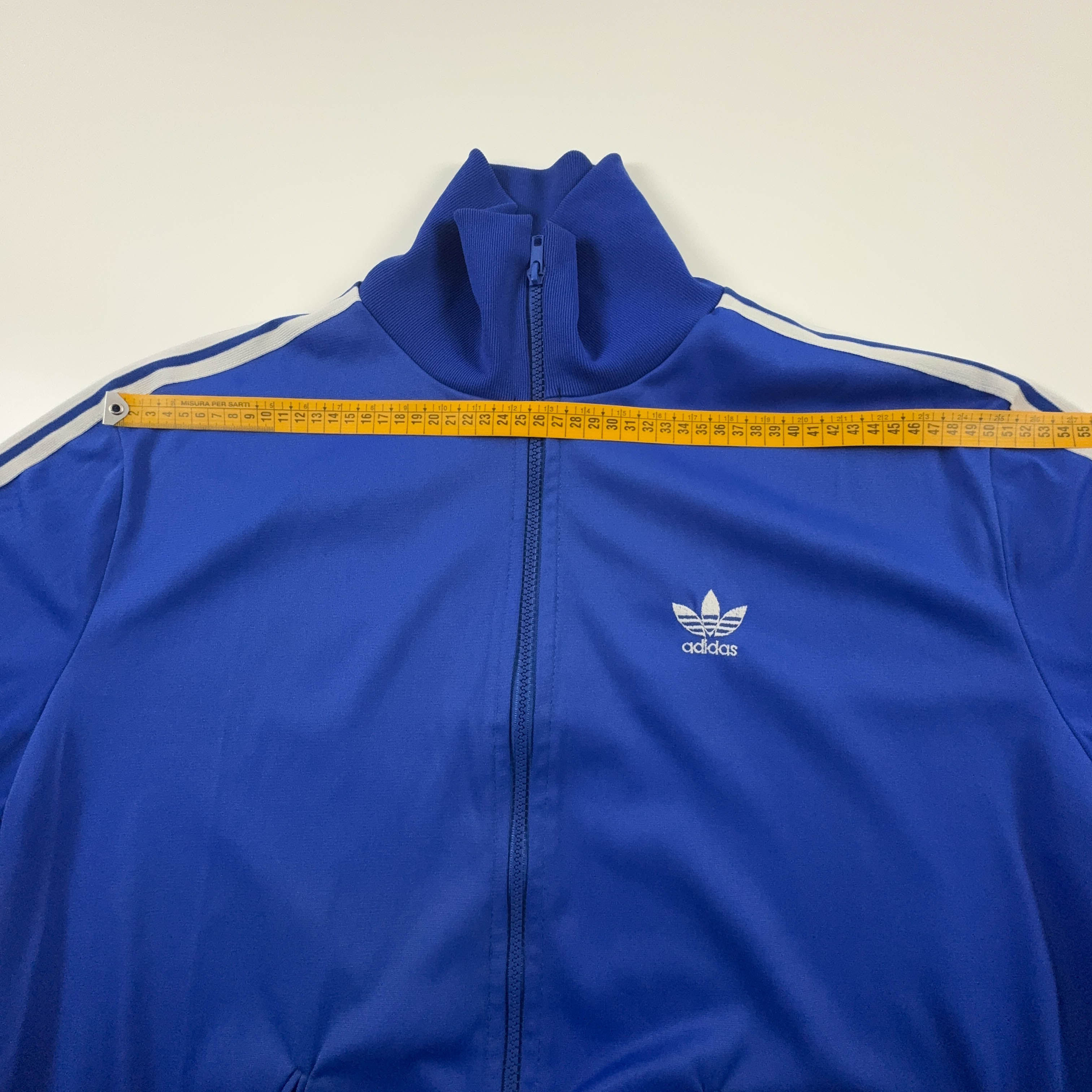 Felpa Adidas Vintage blu con zip e logo ricamato anni 80  - Taglia L 186 uomo