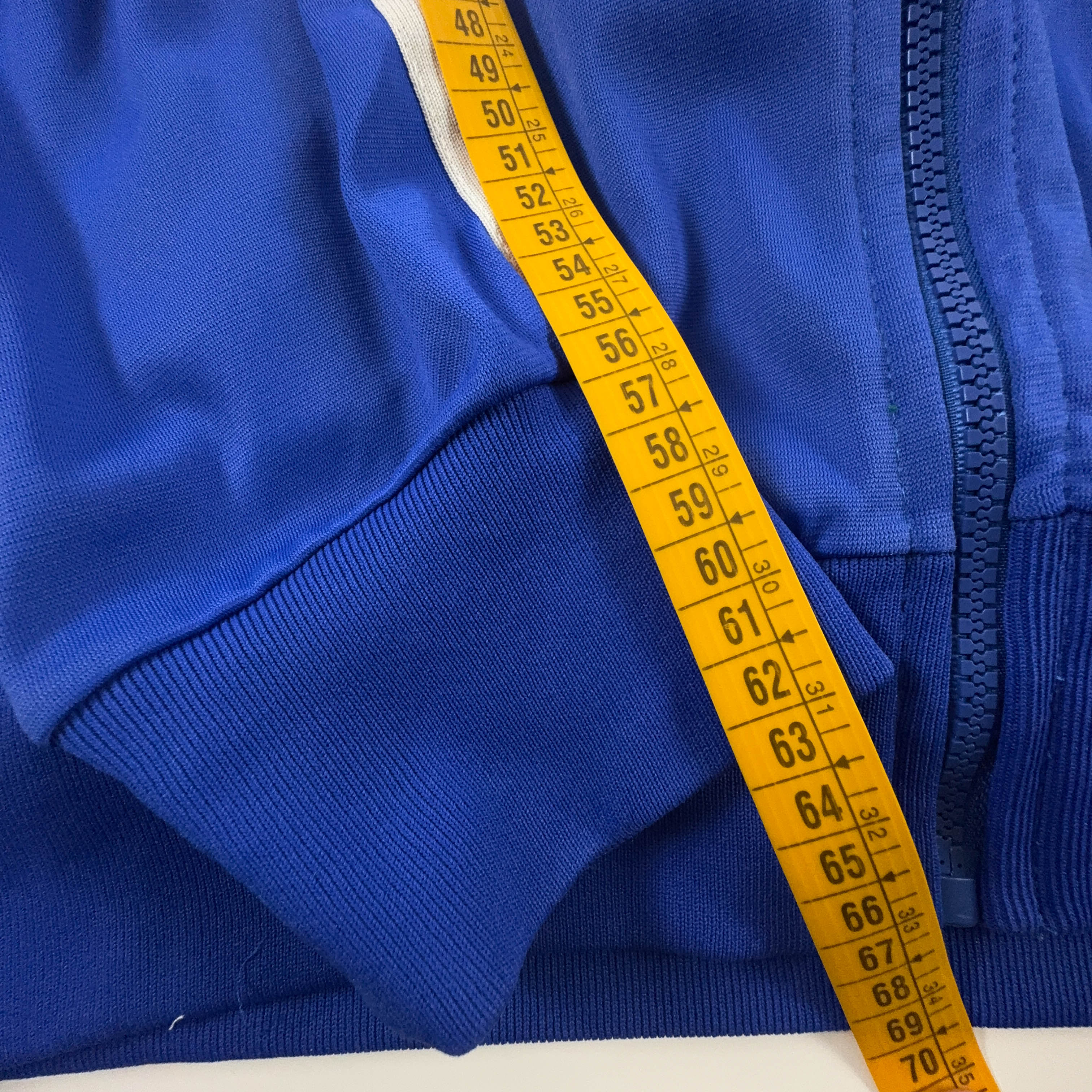 Felpa Adidas Vintage blu con zip e logo ricamato anni 80  - Taglia L 186 uomo