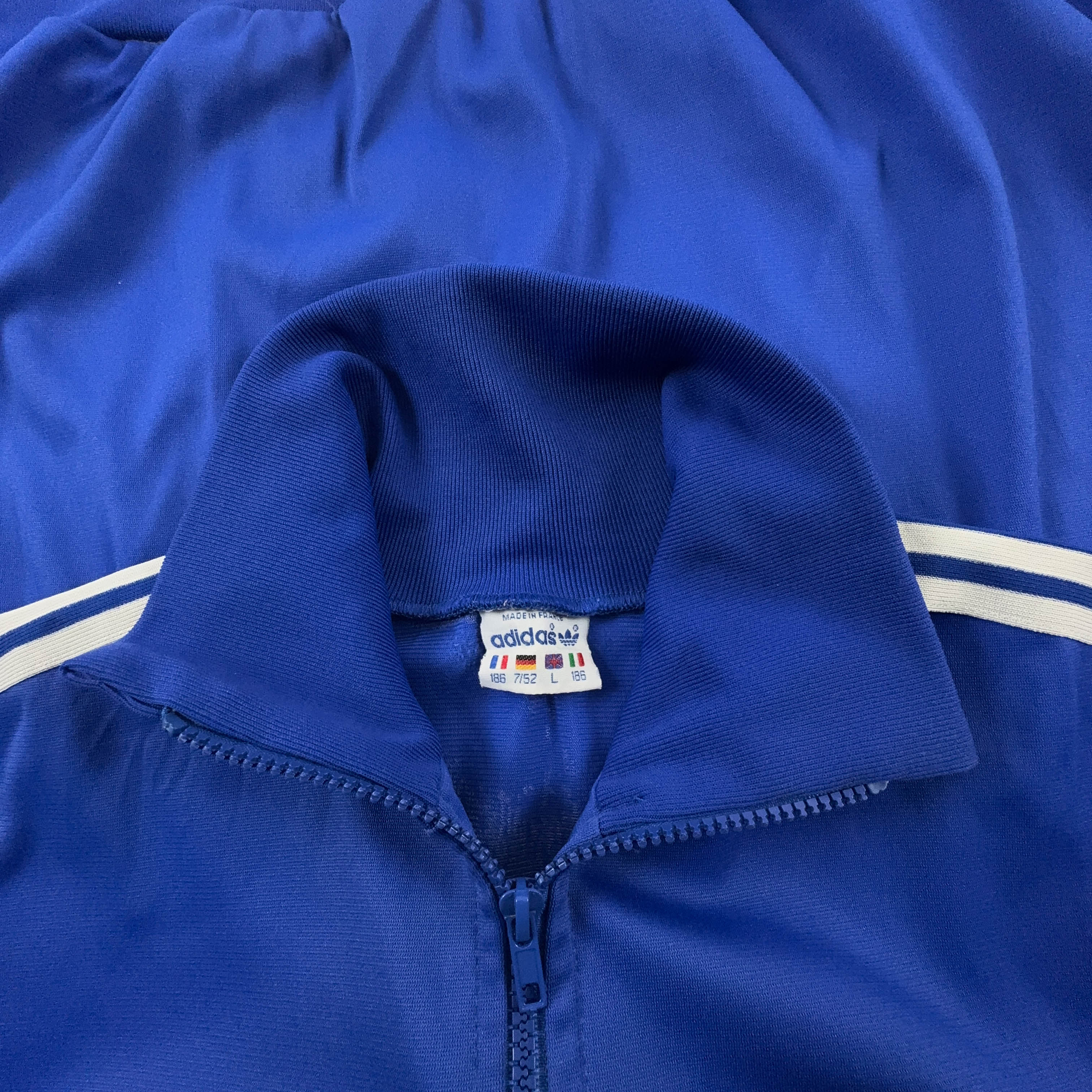 Felpa Adidas Vintage blu con zip e logo ricamato anni 80  - Taglia L 186 uomo