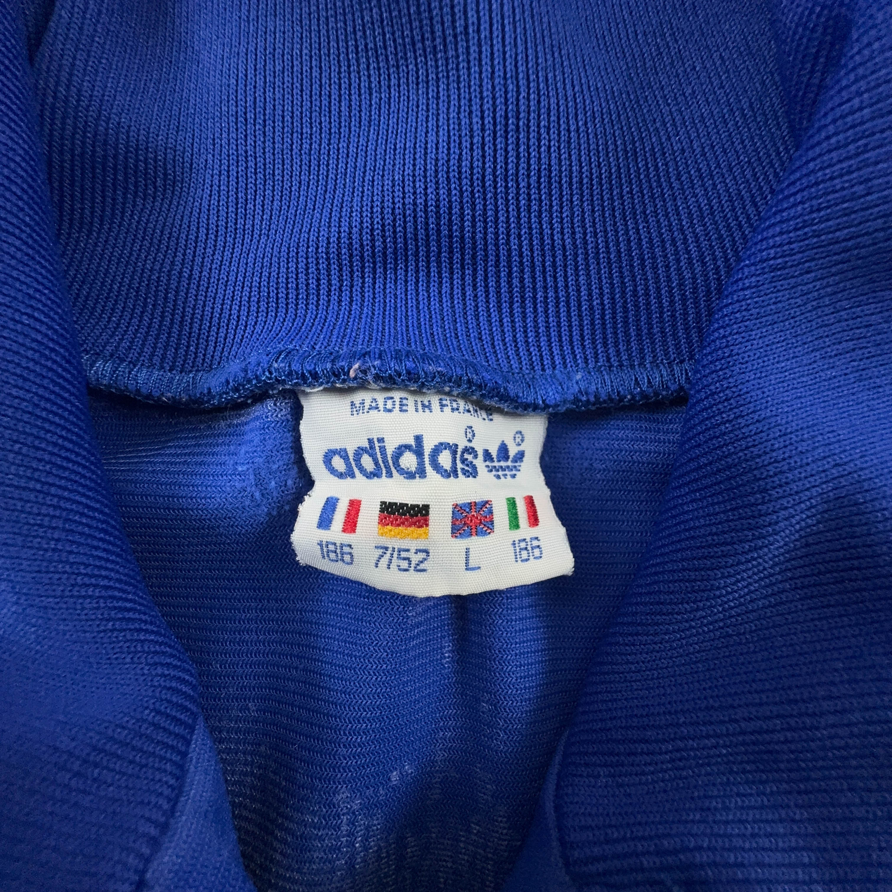 Felpa Adidas Vintage blu con zip e logo ricamato anni 80  - Taglia L 186 uomo
