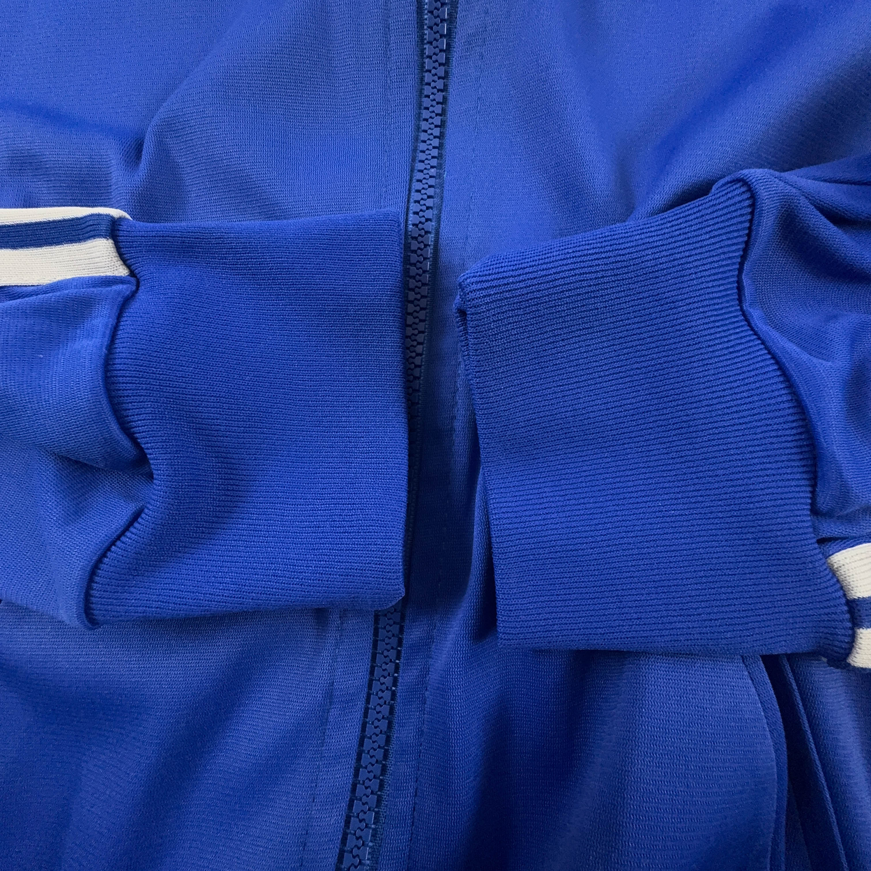 Felpa Adidas Vintage blu con zip e logo ricamato anni 80  - Taglia L 186 uomo