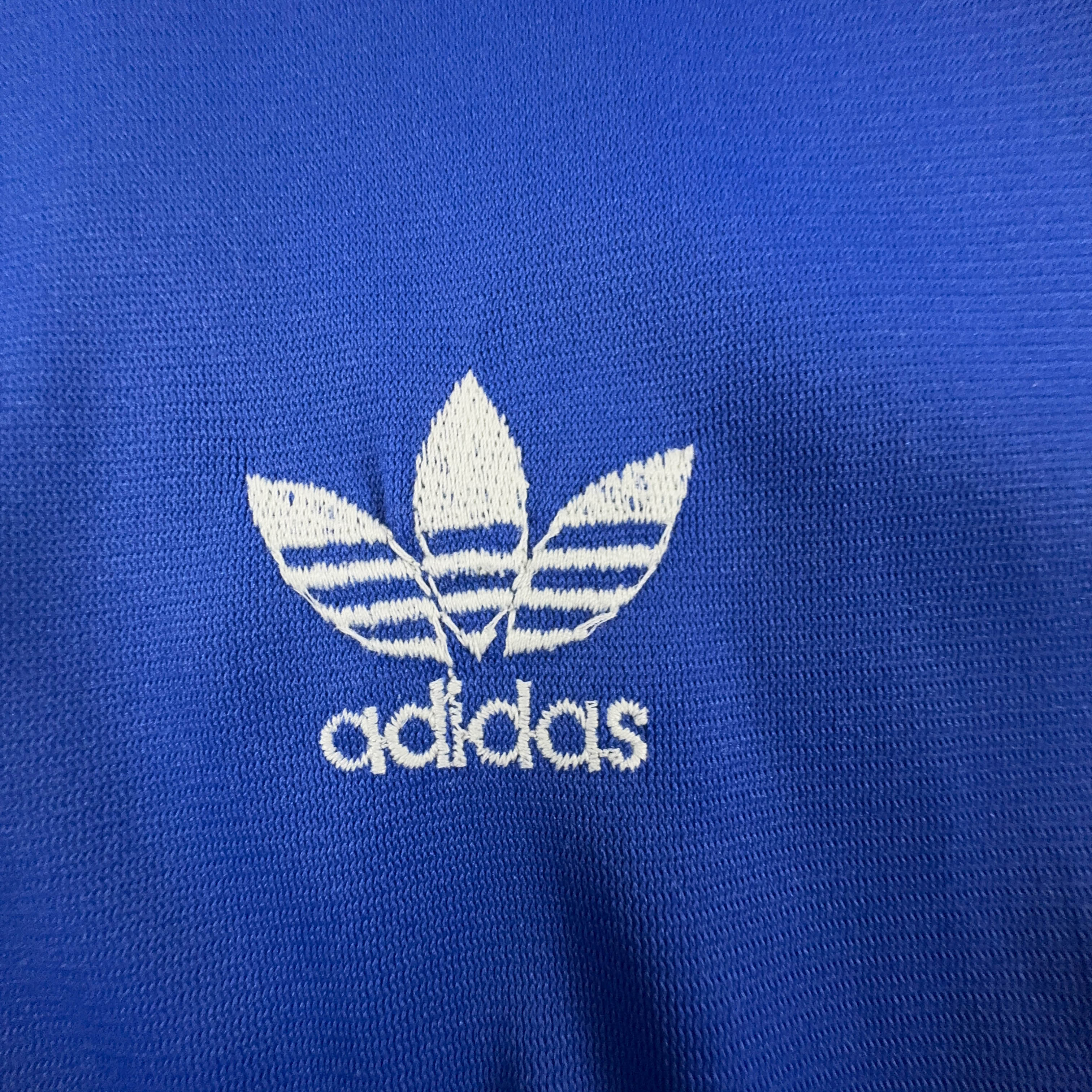 Felpa Adidas Vintage blu con zip e logo ricamato anni 80  - Taglia L 186 uomo