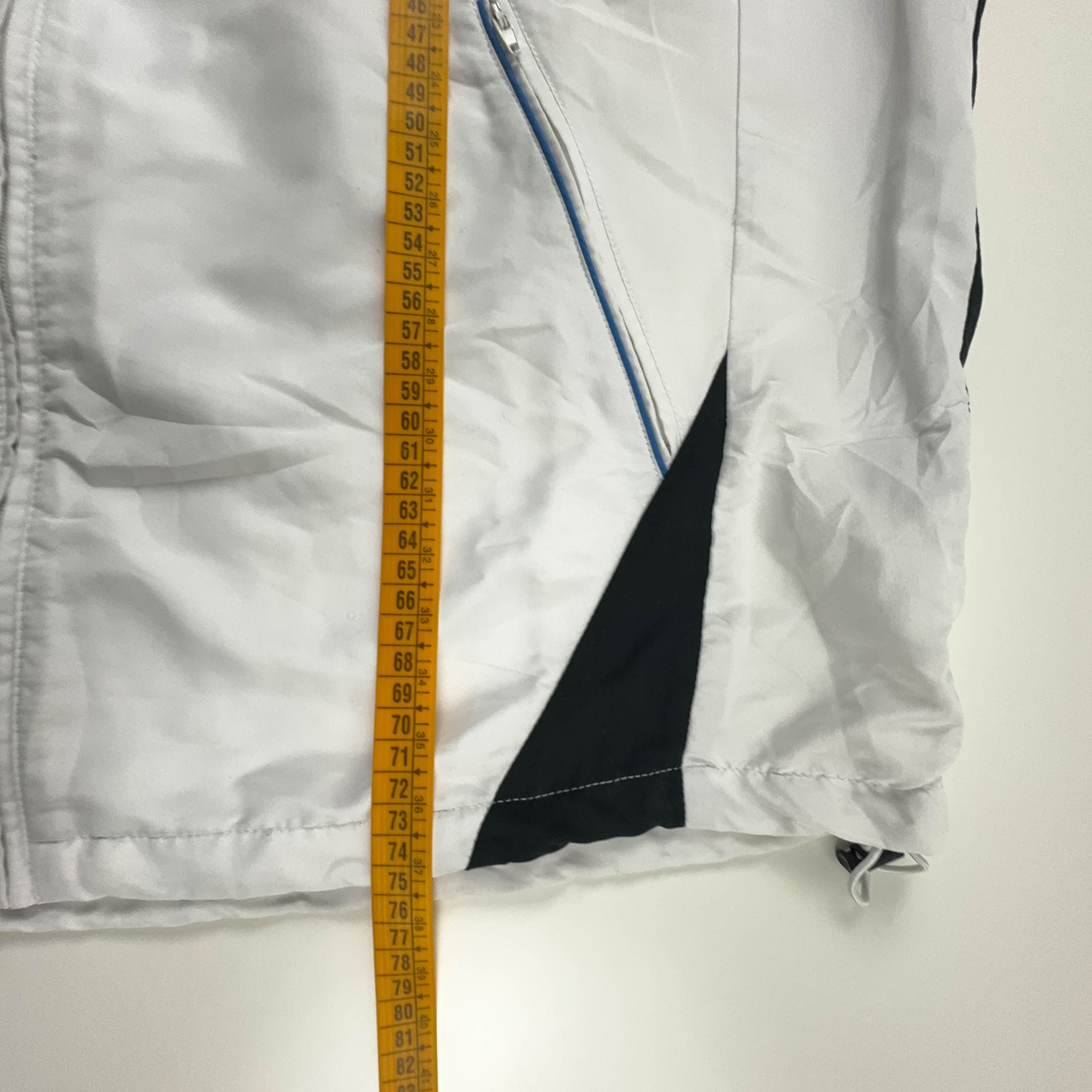 Giacca a vento Lotto Vintage bianca e nera con zip anni 2000 - Taglia XL/XXL uomo