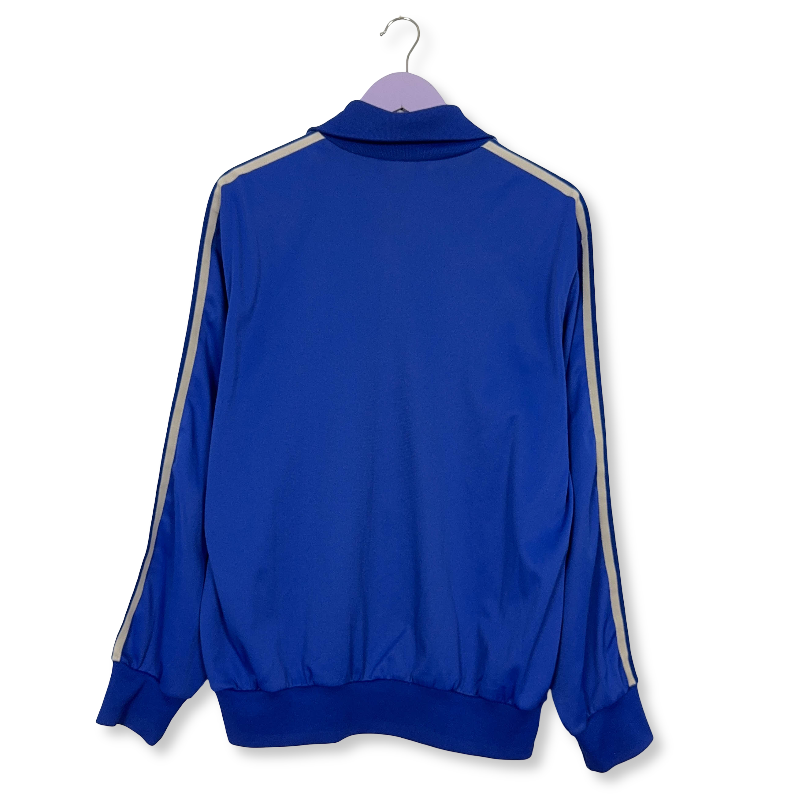 Felpa Adidas Vintage blu con zip e logo ricamato anni 80  - Taglia L 186 uomo