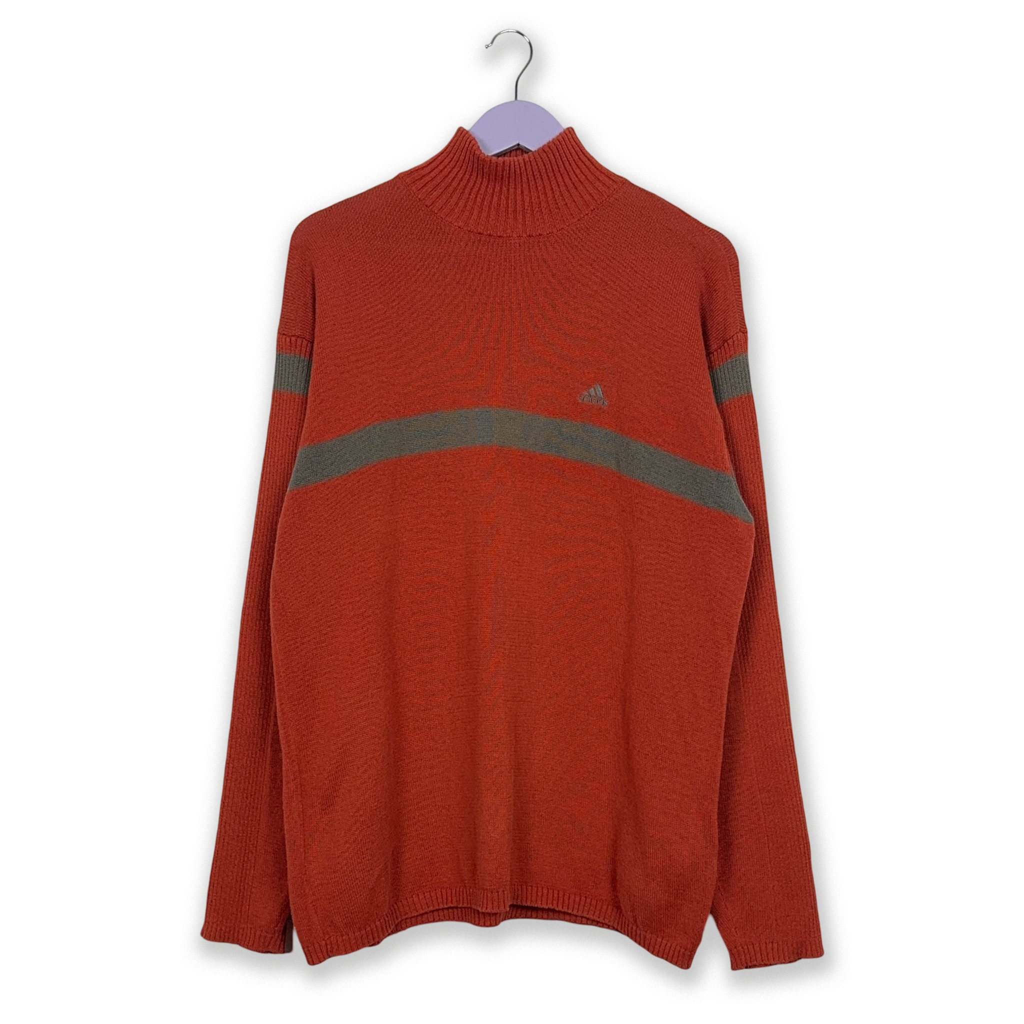 Maglione Adidas Vintage arancione e grigio a girocollo in cotone - Taglia 6 uomo