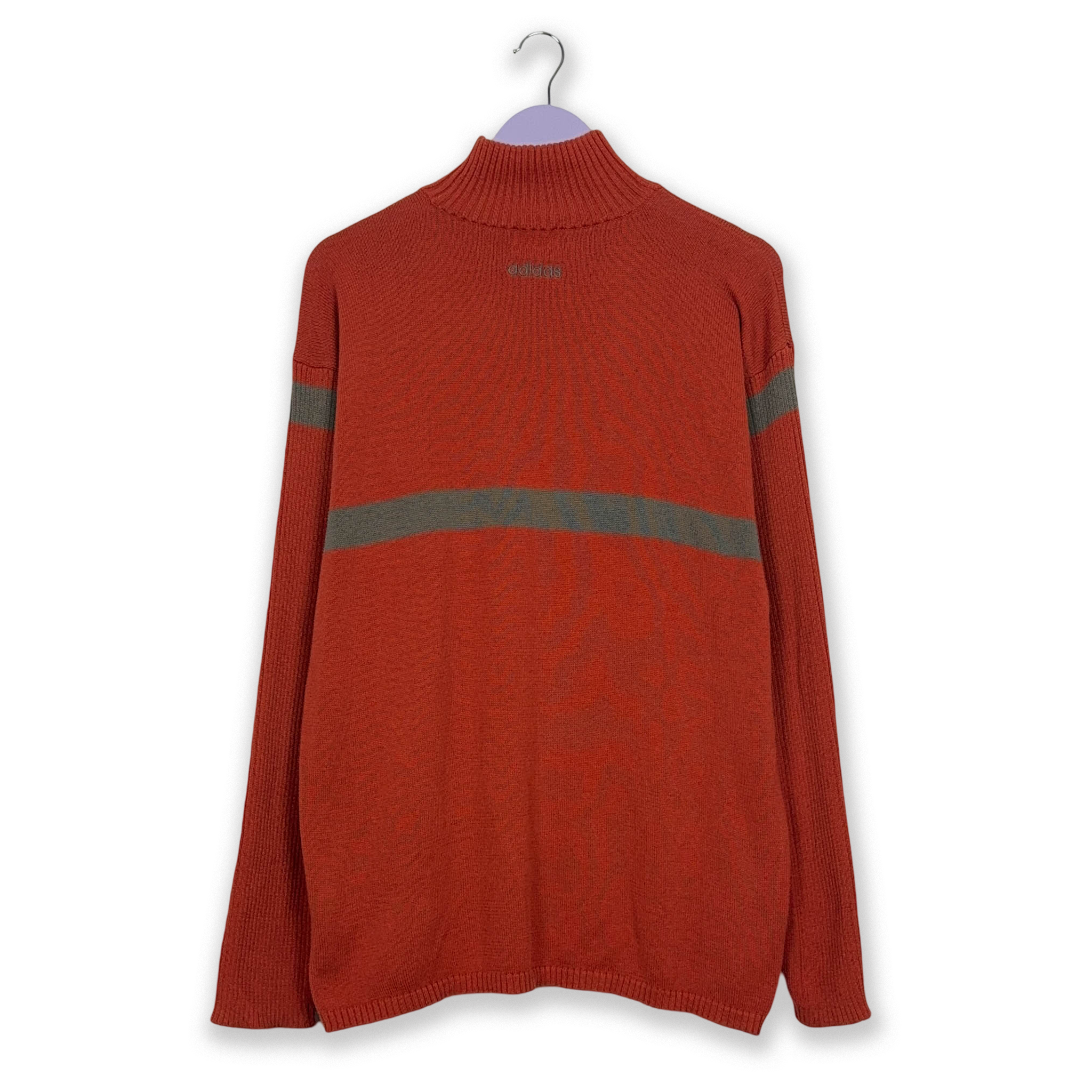 Maglione Adidas Vintage arancione e grigio a girocollo in cotone - Taglia 6 uomo