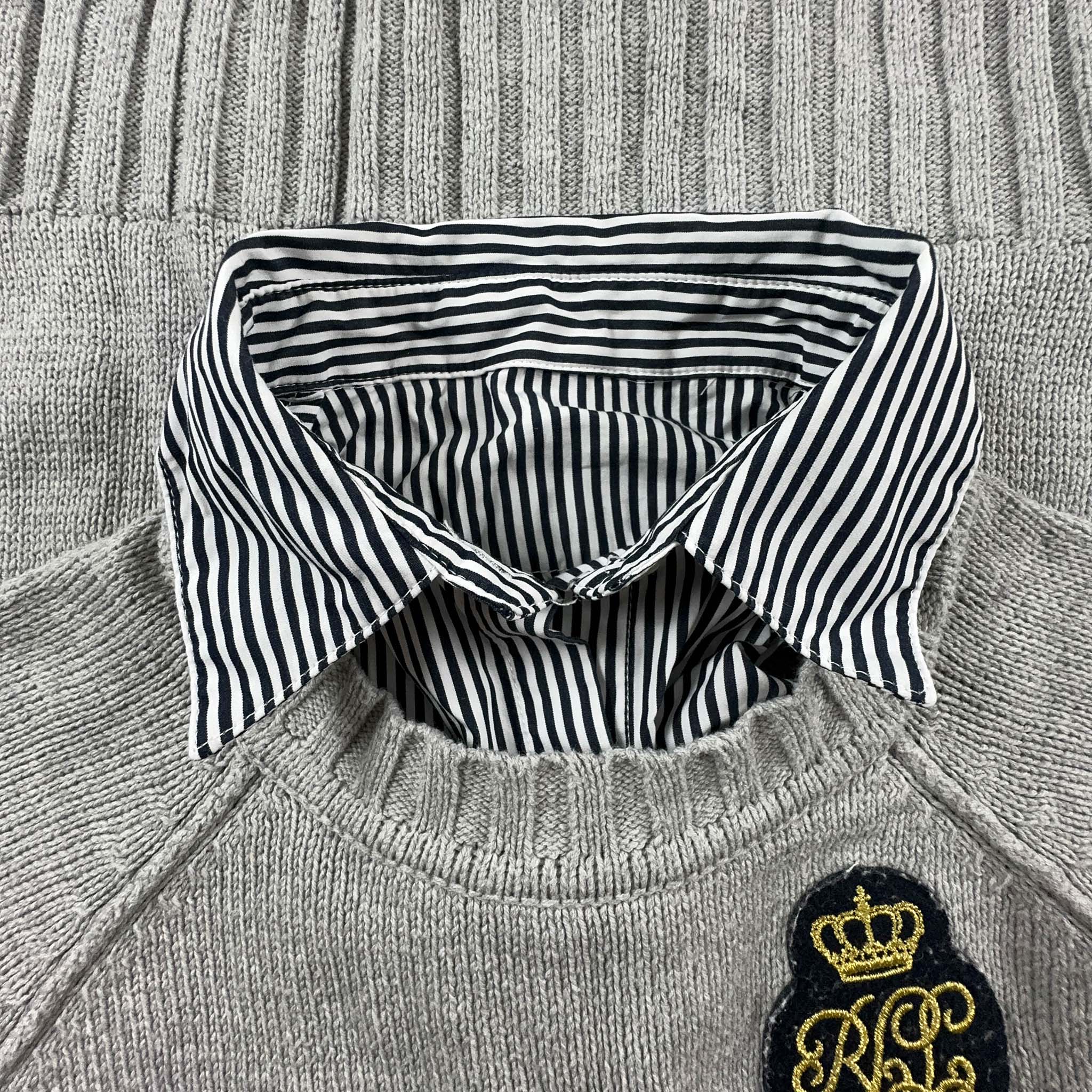 Maglione Ralph Lauren grigio a girocollo con finta camicia - Taglia M donna