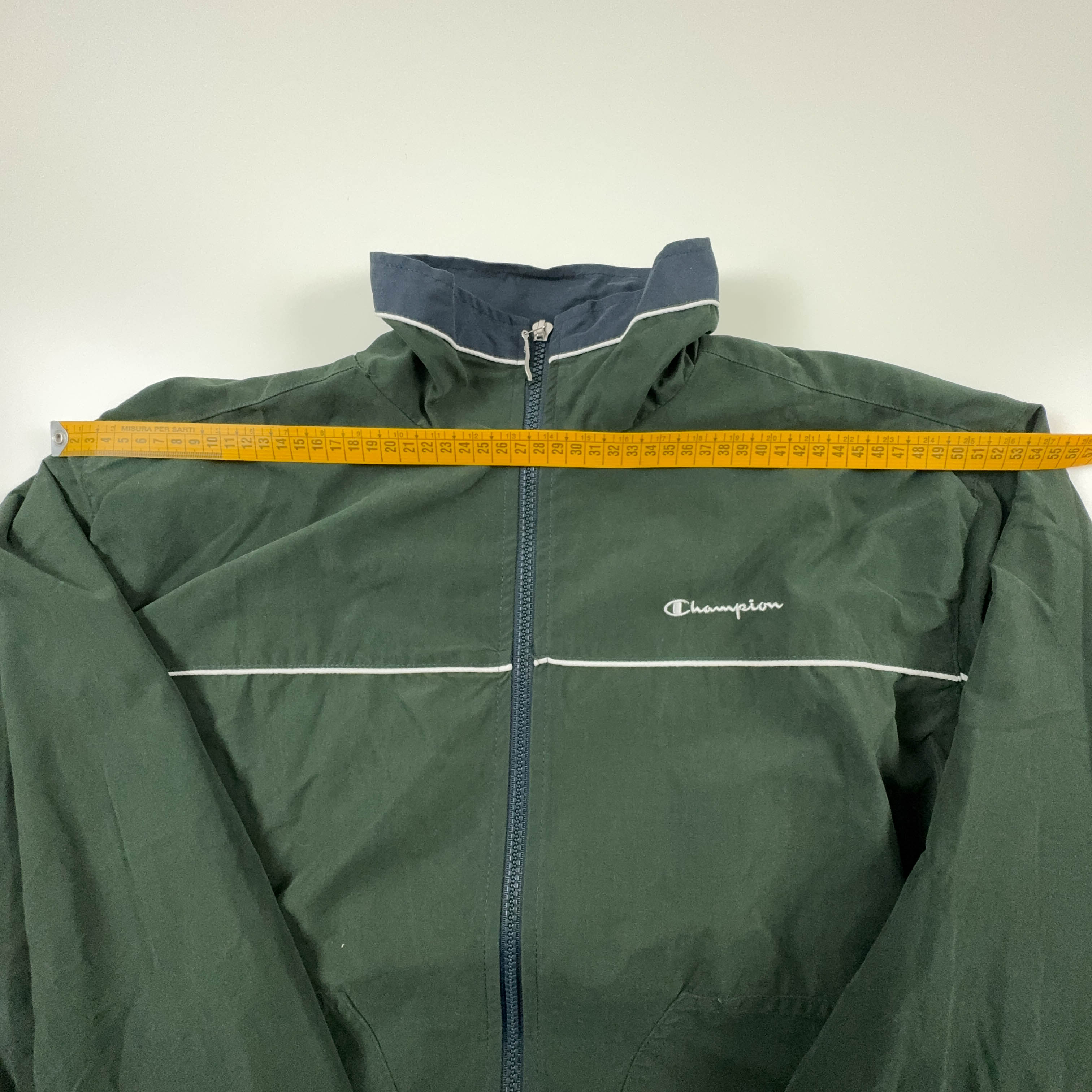 Giacca a vento Champion Vintage verde scuro con zip anni 2000