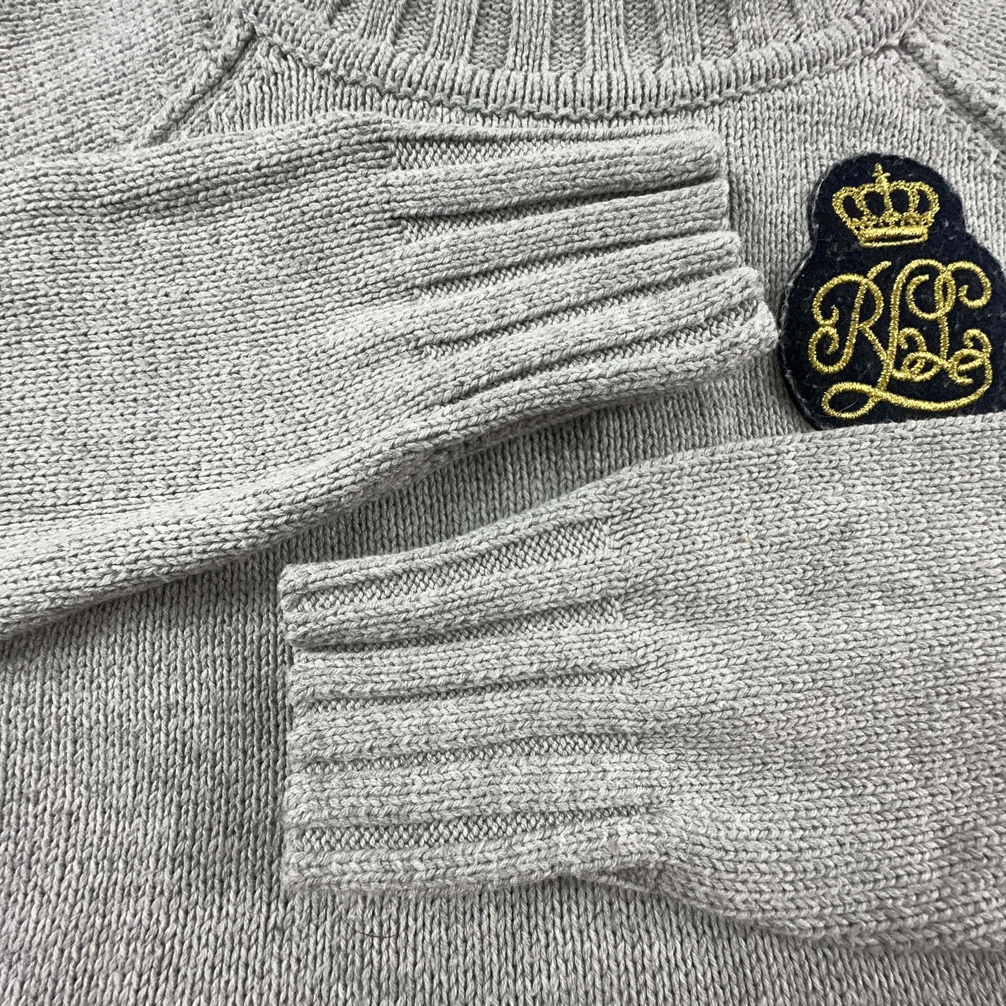 Maglione Ralph Lauren grigio a girocollo con finta camicia - Taglia M donna