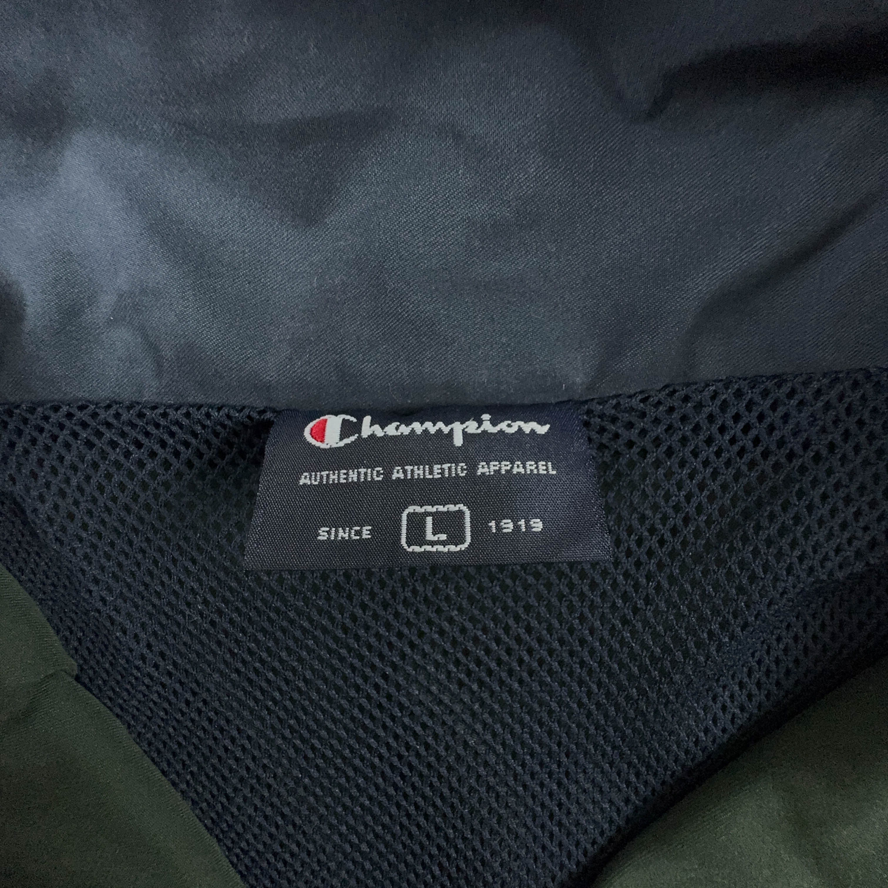 Giacca a vento Champion Vintage verde scuro con zip anni 2000 - Taglia L uomo