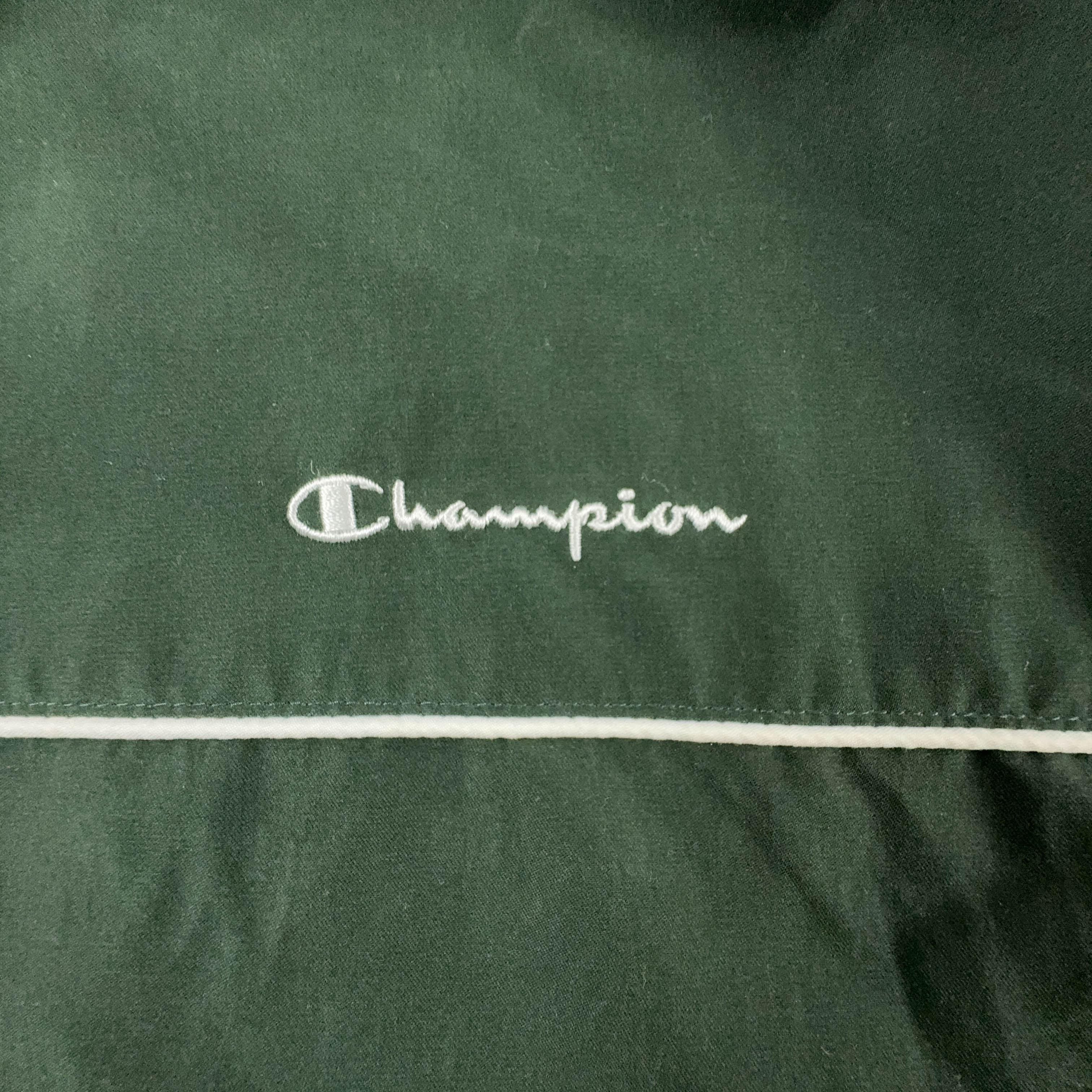Giacca a vento Champion Vintage verde scuro con zip anni 2000 - Taglia L uomo