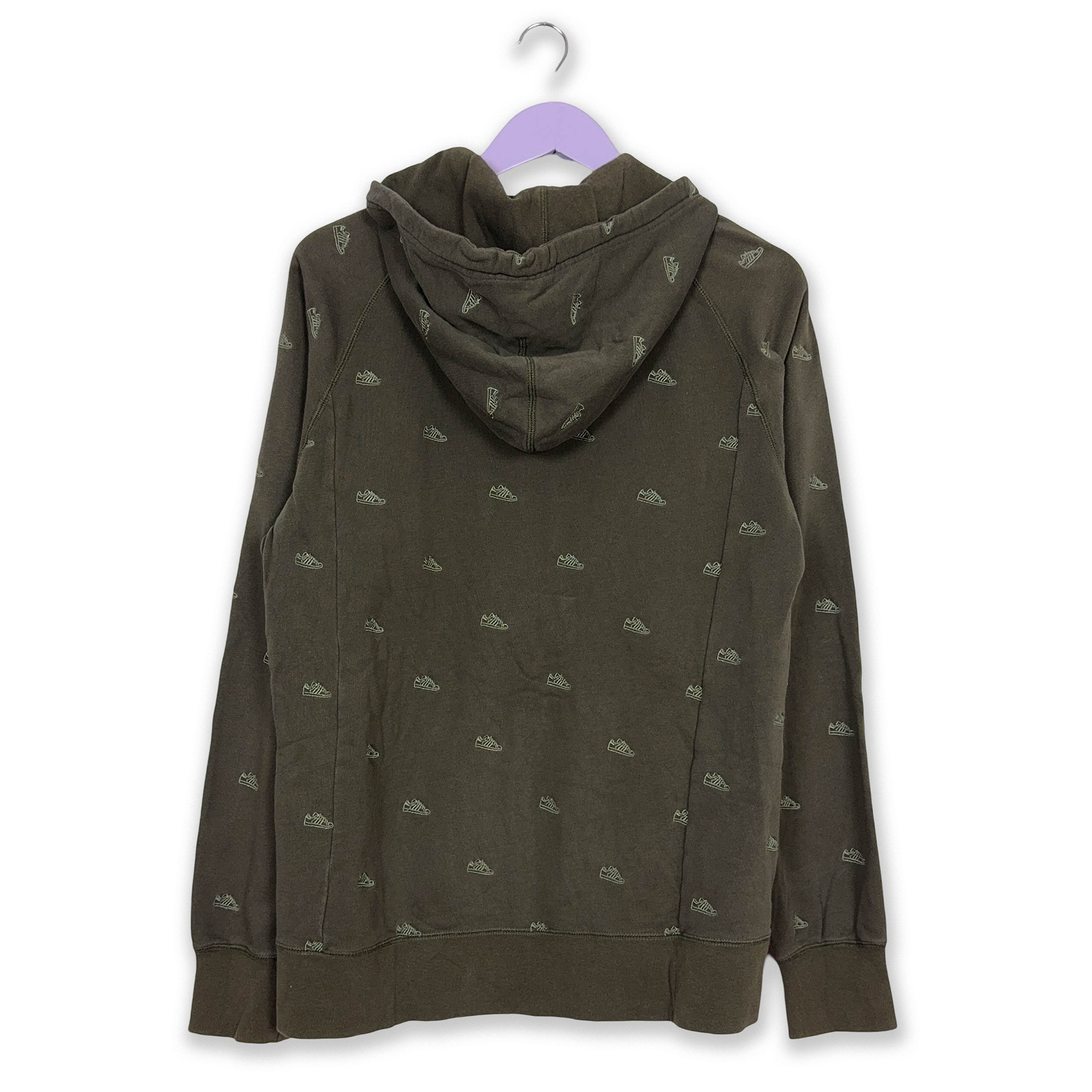 Felpa Adidas Vintage verde cachi con zip e cappuccio e ricami anni 2000 - Taglia 50 uomo