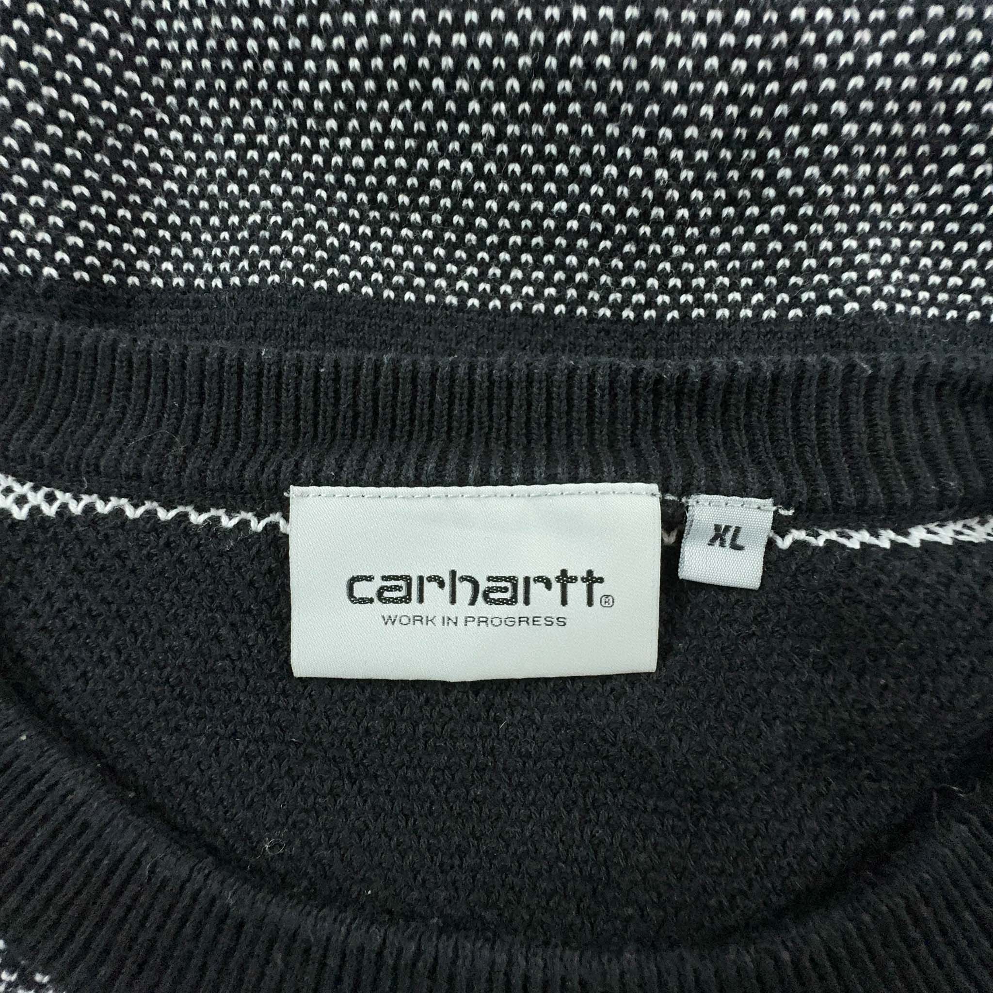 Maglione Carhartt a righe nero e grigio a girocollo in cotone - Taglia XL uomo