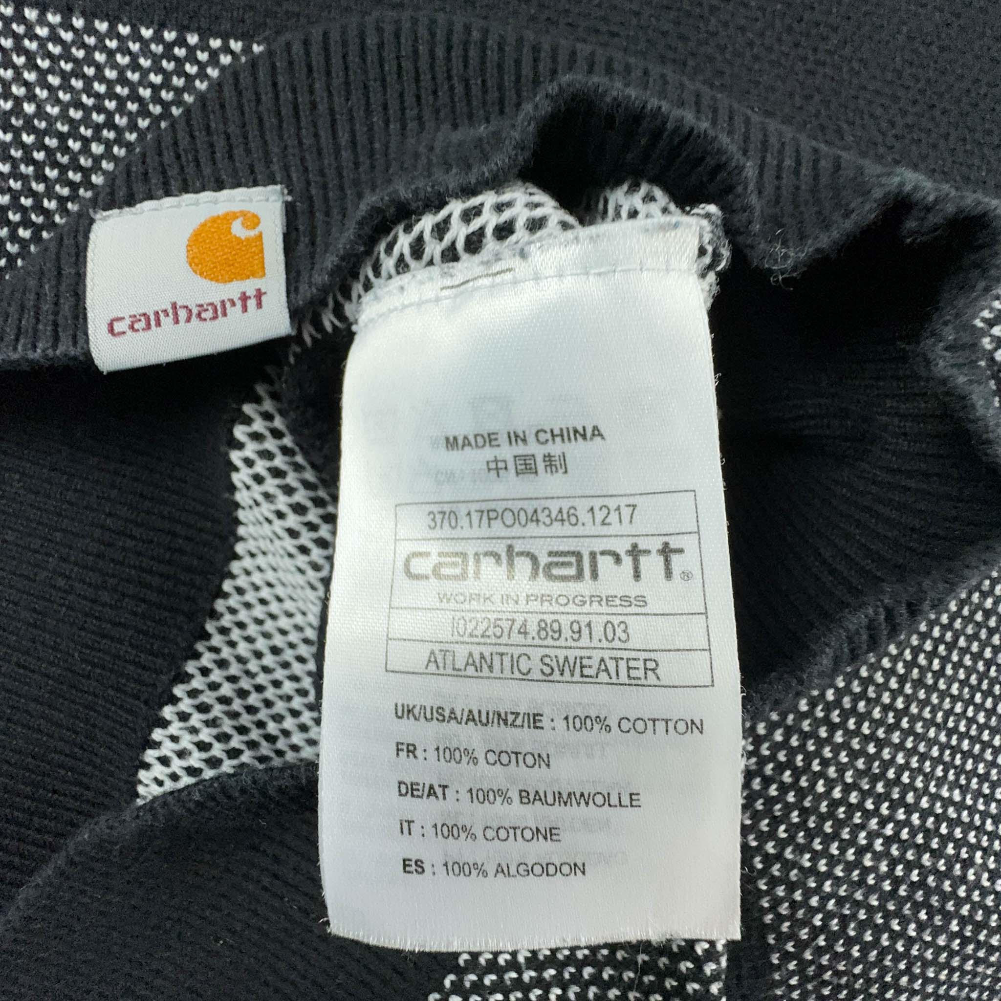 Maglione Carhartt a righe nero e grigio a girocollo in cotone - Taglia XL uomo