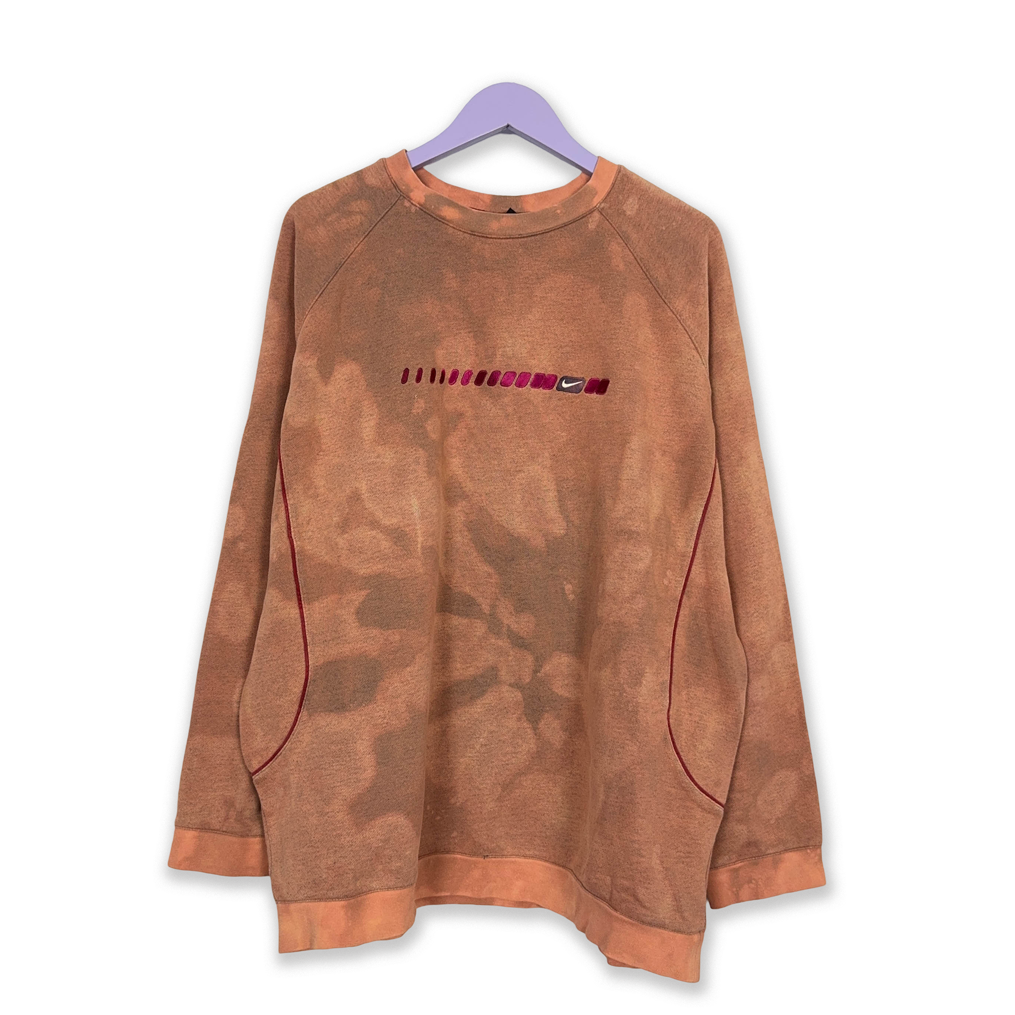 Felpa Nike Vintage Tie Dye arancione e rosa a girocollo in cotone anni 2000 - Taglia XL/XXL uomo