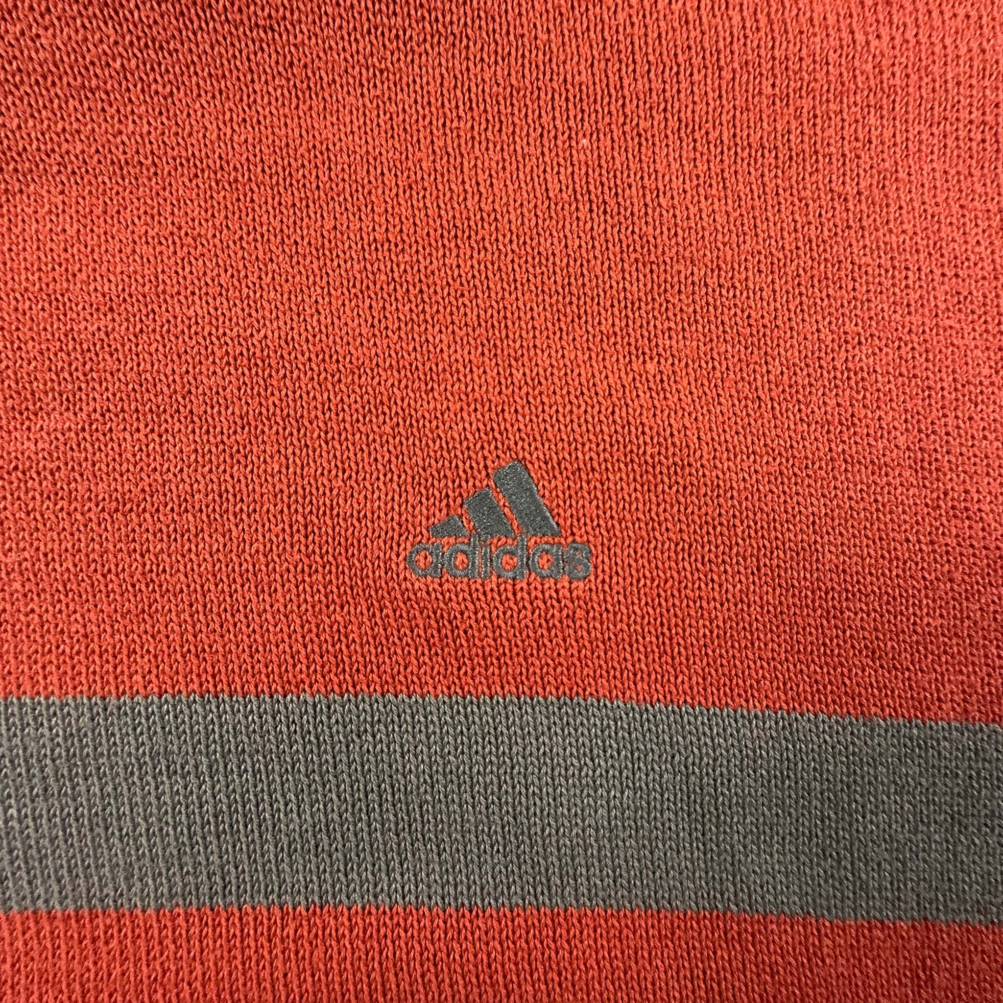 Maglione Adidas Vintage arancione e grigio a girocollo in cotone - Taglia 6 uomo