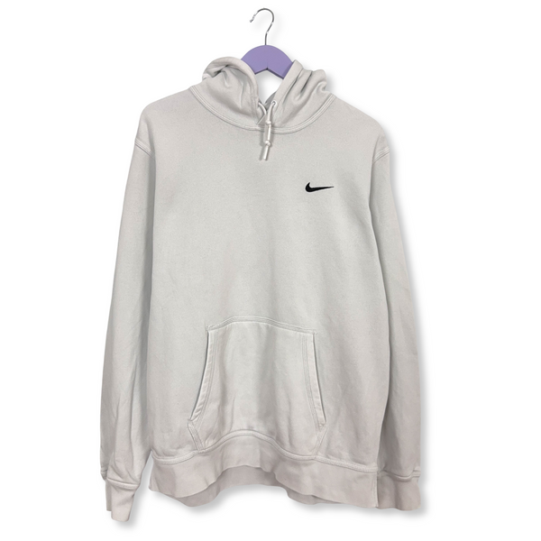 Felpa Nike bianca con cappuccio e logo ricamato 80% cotone - Taglia L/XL uomo