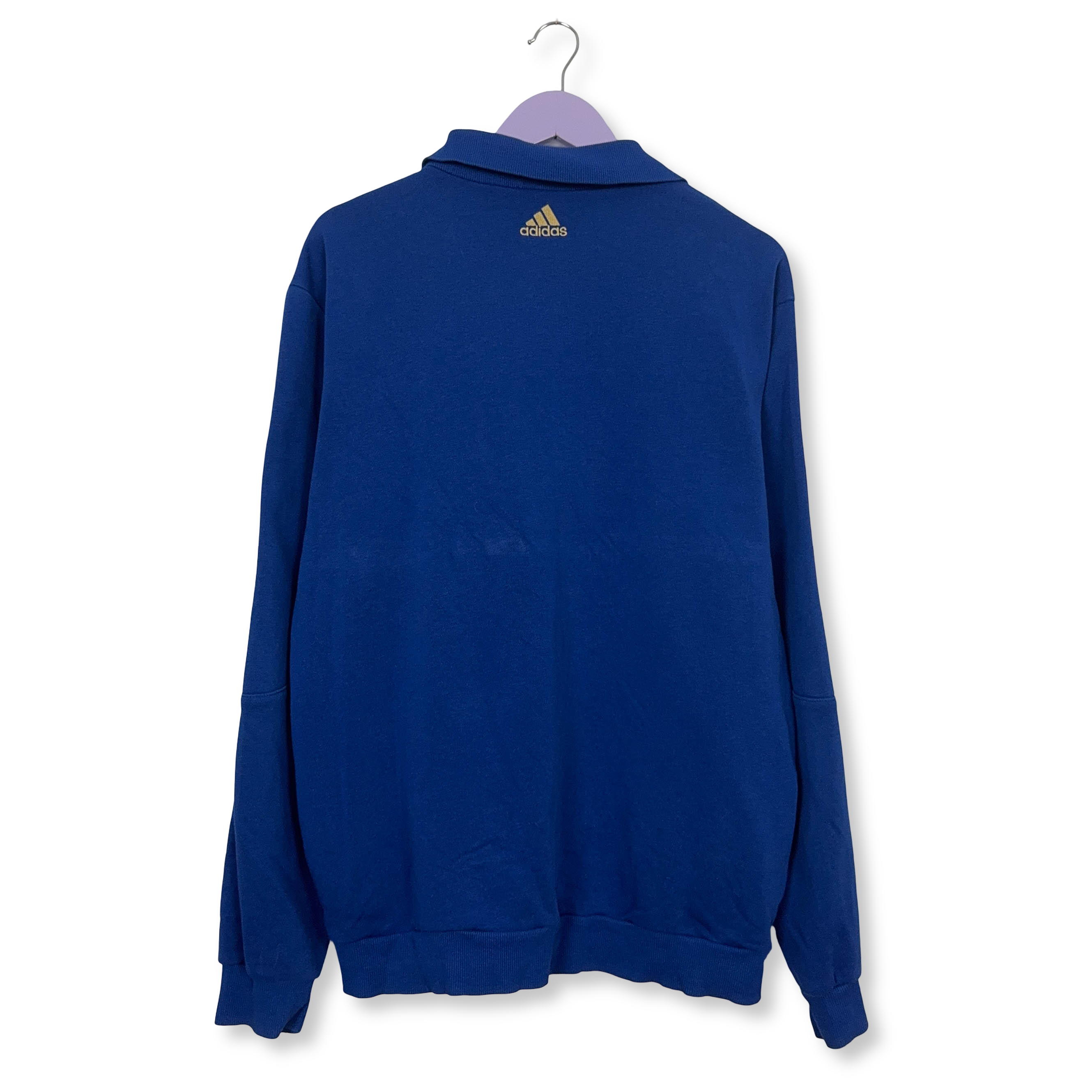 Felpa Adidas GBR bianca e blu con zip 60% cotone - Taglia L/XL uomo