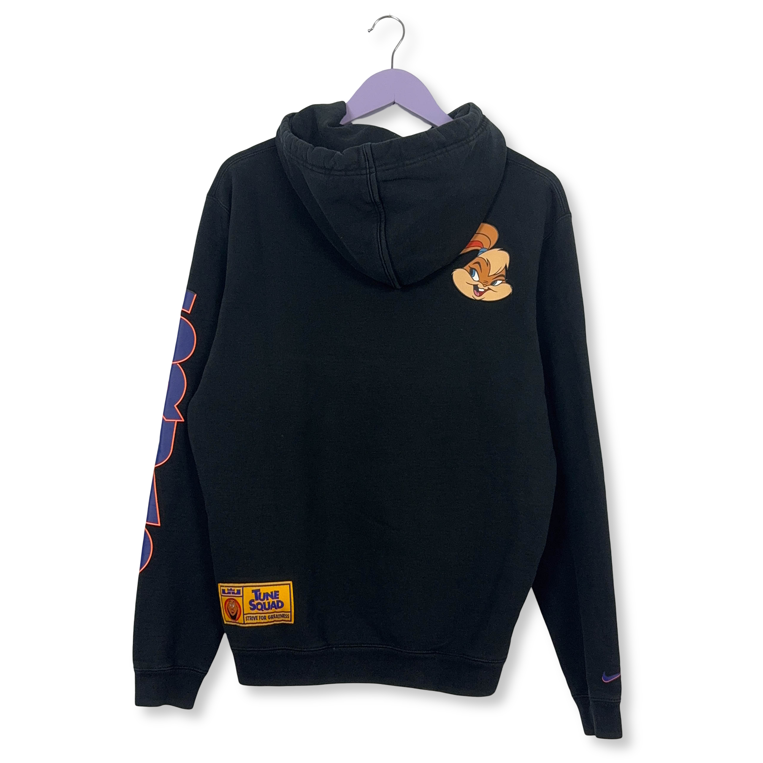 Felpa Nike Tune Squad nera con cappuccio e stampe 88% cotone - Taglia M uomo