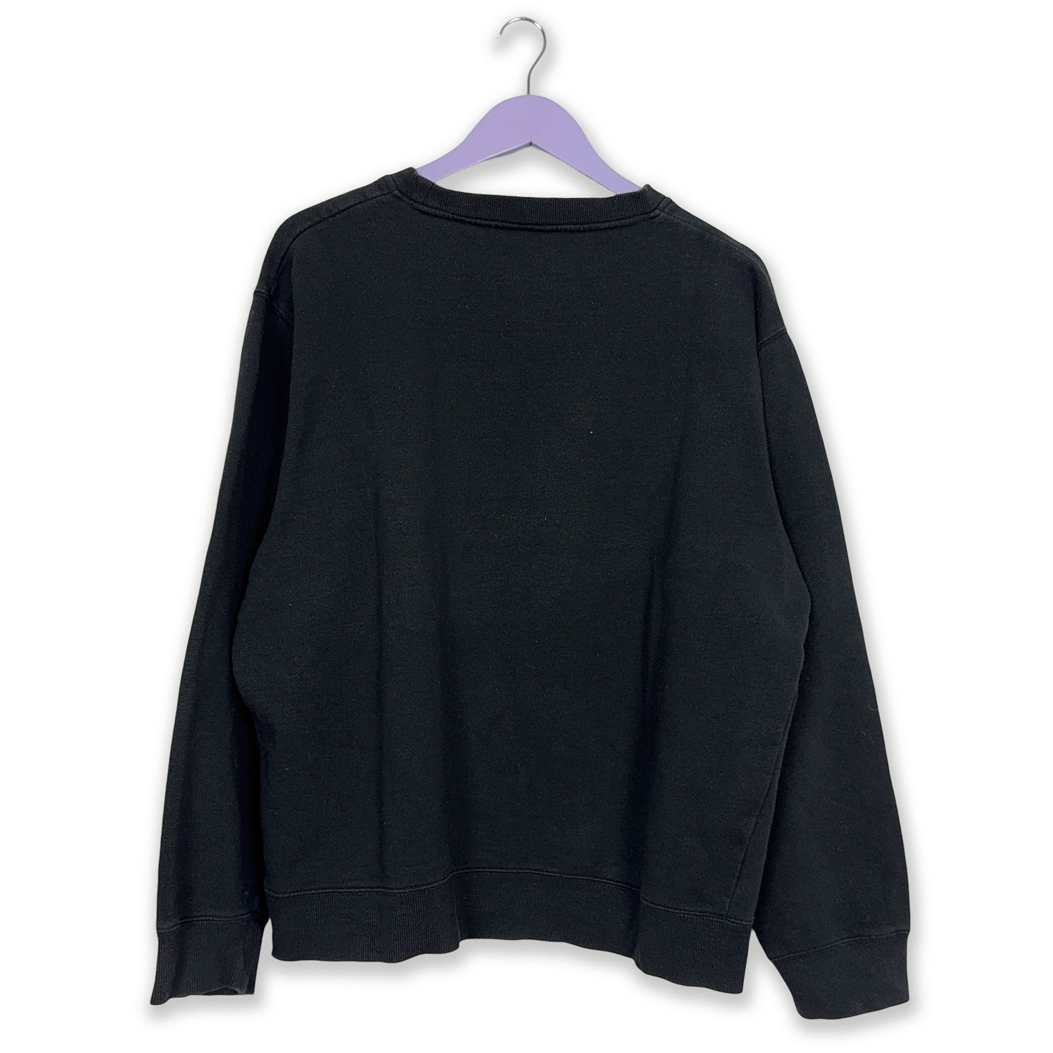 Felpa Fila Vintage nera a girocollo logo bianco ricamato anni 2000 - Taglia XL uomo