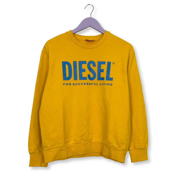 Felpa Diesel giallo ocra a girocollo in cotone - Taglia 16 uomo