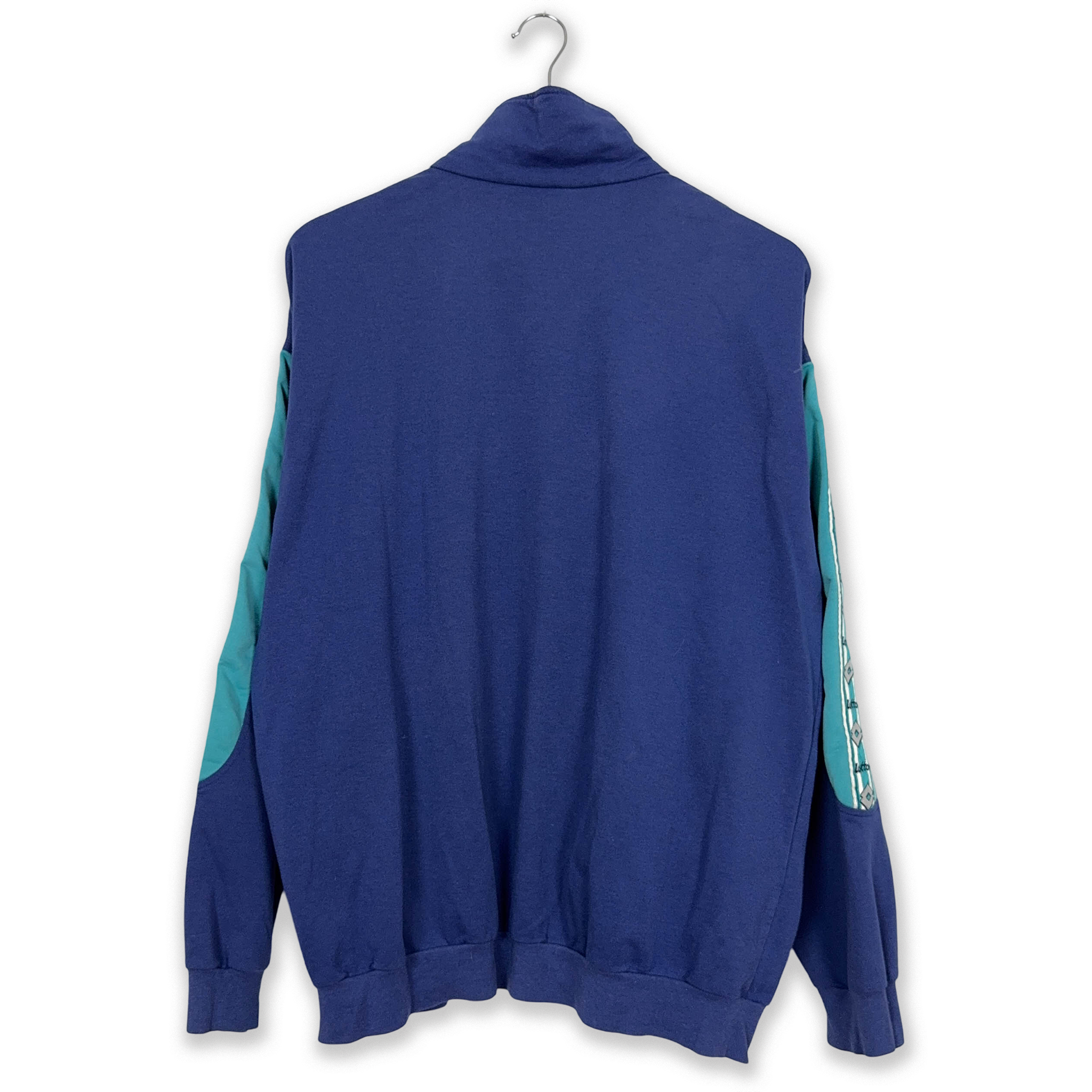 Felpa Lotto Vintage blu con zip anni 90 - Taglia L/XL uomo