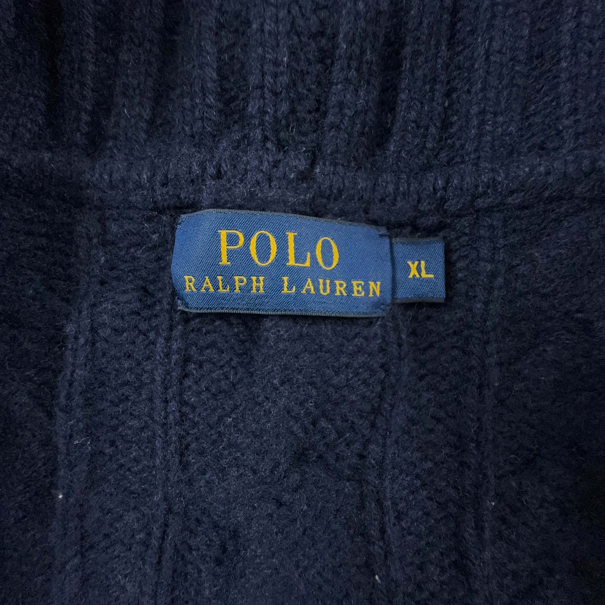 Cardigan Ralph Lauren 100% lana e cashmere blu scuro intrecciato - Taglia XL uomo