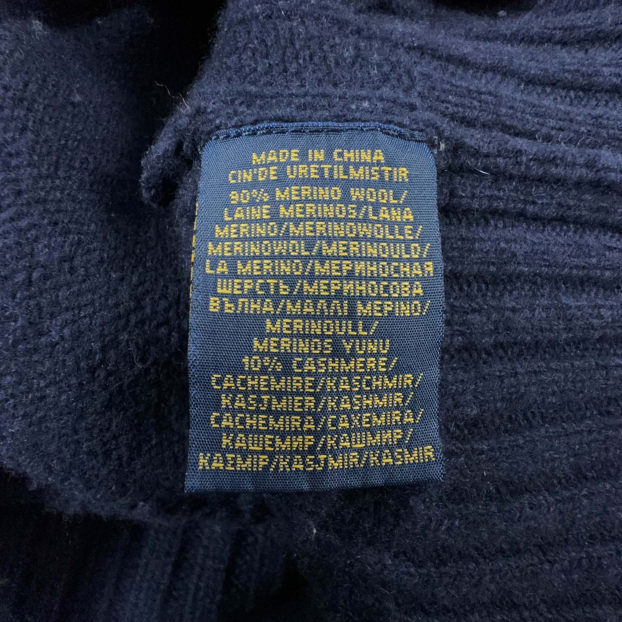 Cardigan Ralph Lauren 100% lana e cashmere blu scuro intrecciato - Taglia XL uomo