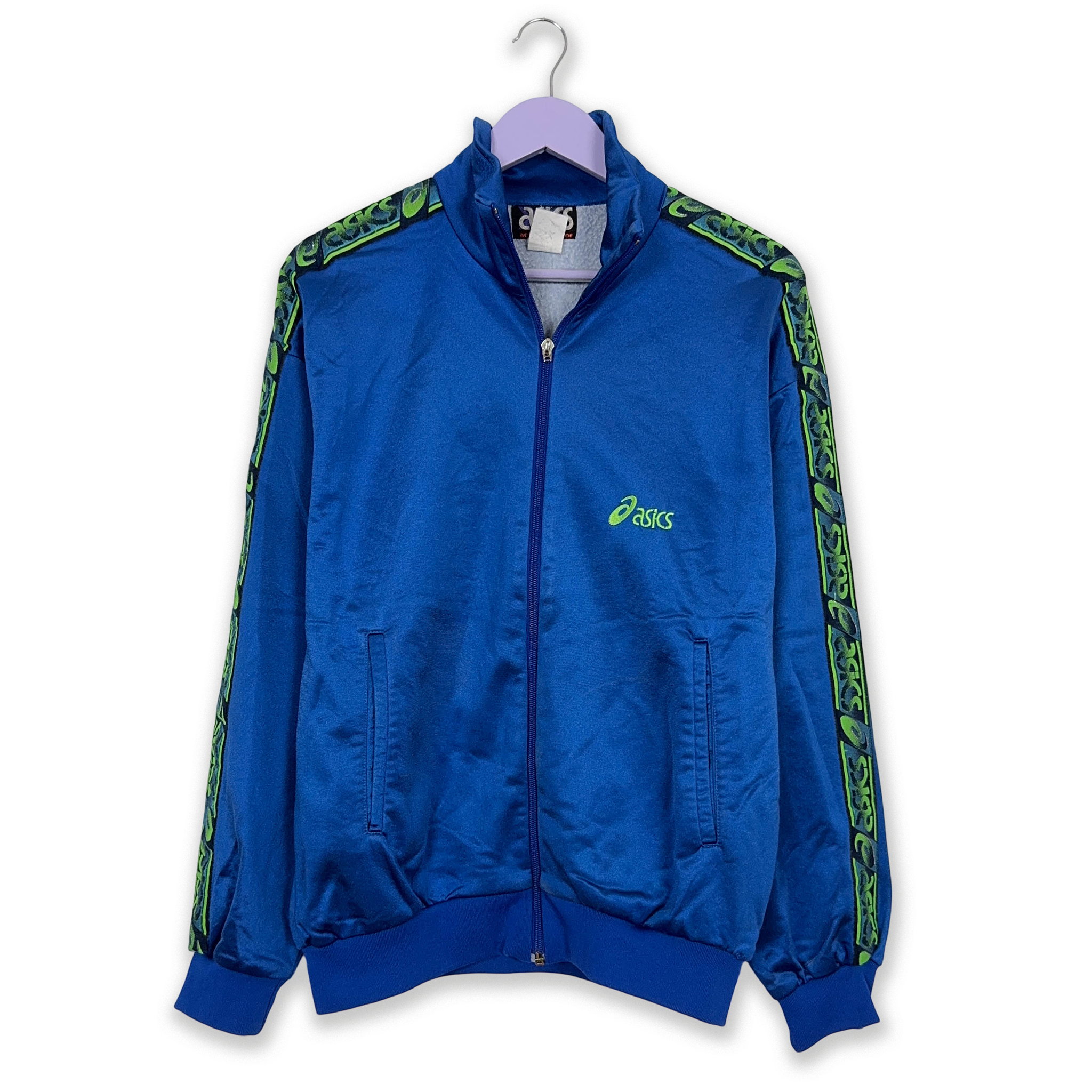 Felpa Asics Vintage blu con zip anni 90 - Taglia M/L uomo