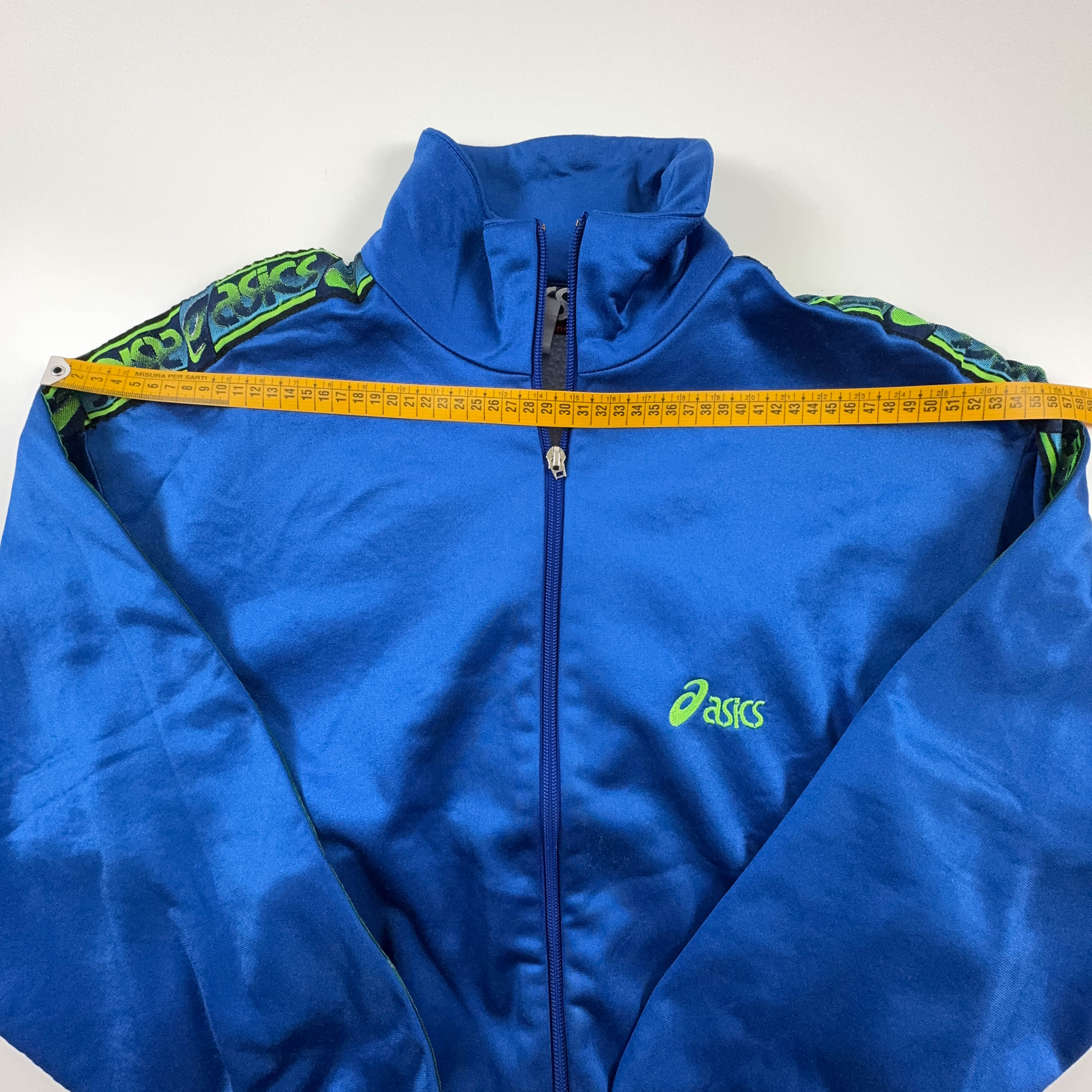 Felpa Asics Vintage blu con zip anni 90 - Taglia M/L uomo
