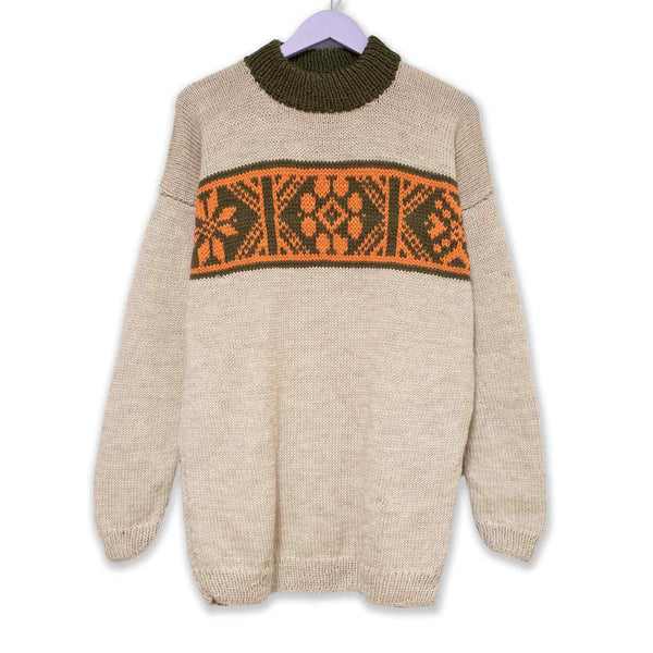 Vintage 100% wool handmade sweater - Size L/XL