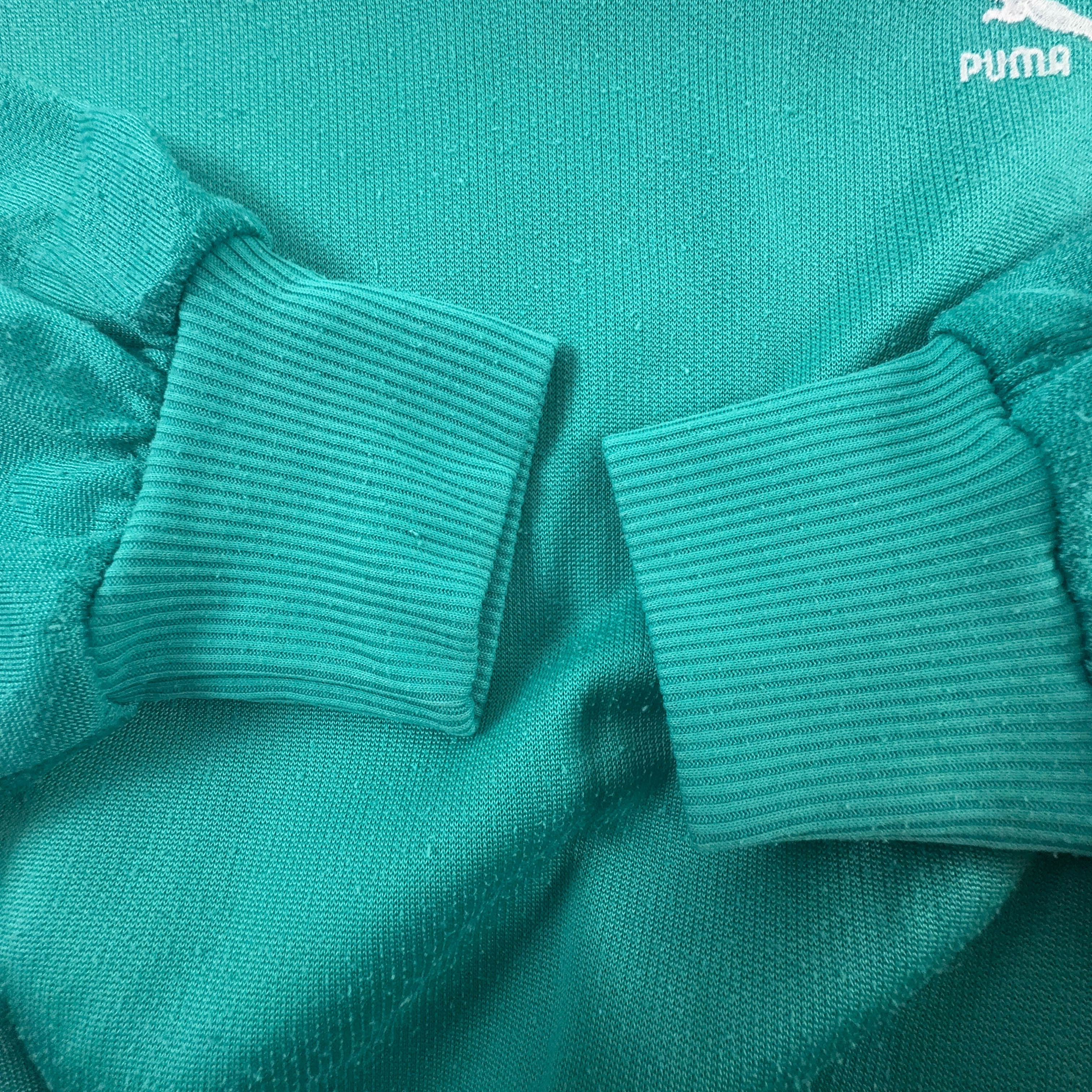 Felpa Puma Vintage verde acqua a girocollo 15% cotone anni 90 - Taglia 4 uomo