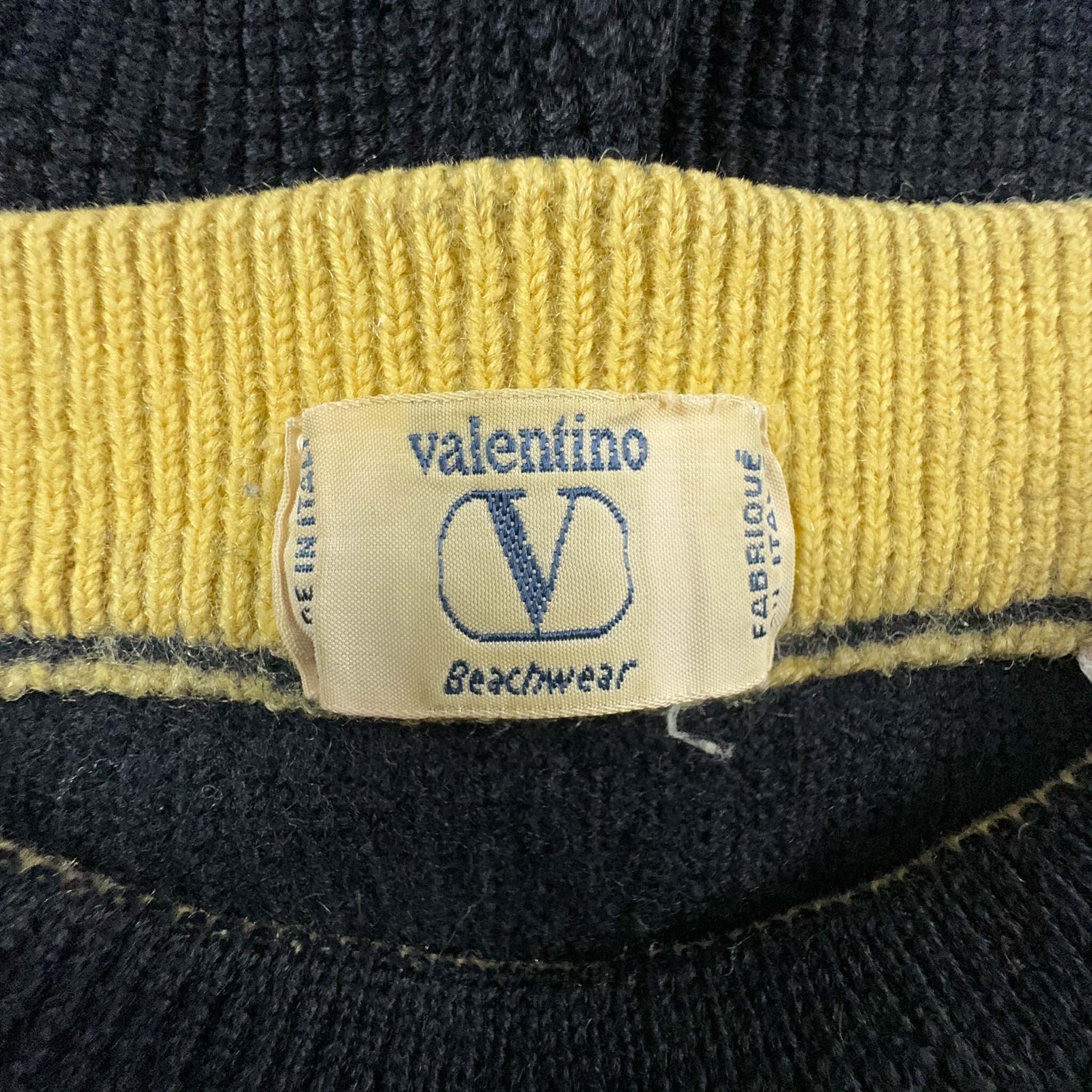 Maglione Valentino Vintage blu scuro misto lana a girocollo - Taglia M uomo